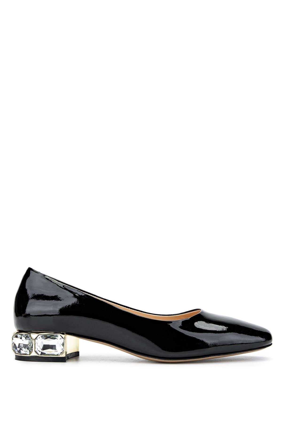 Tamer Tanca Kadın Hakiki Deri Siyah Rugan Topuklu Ayakkabı