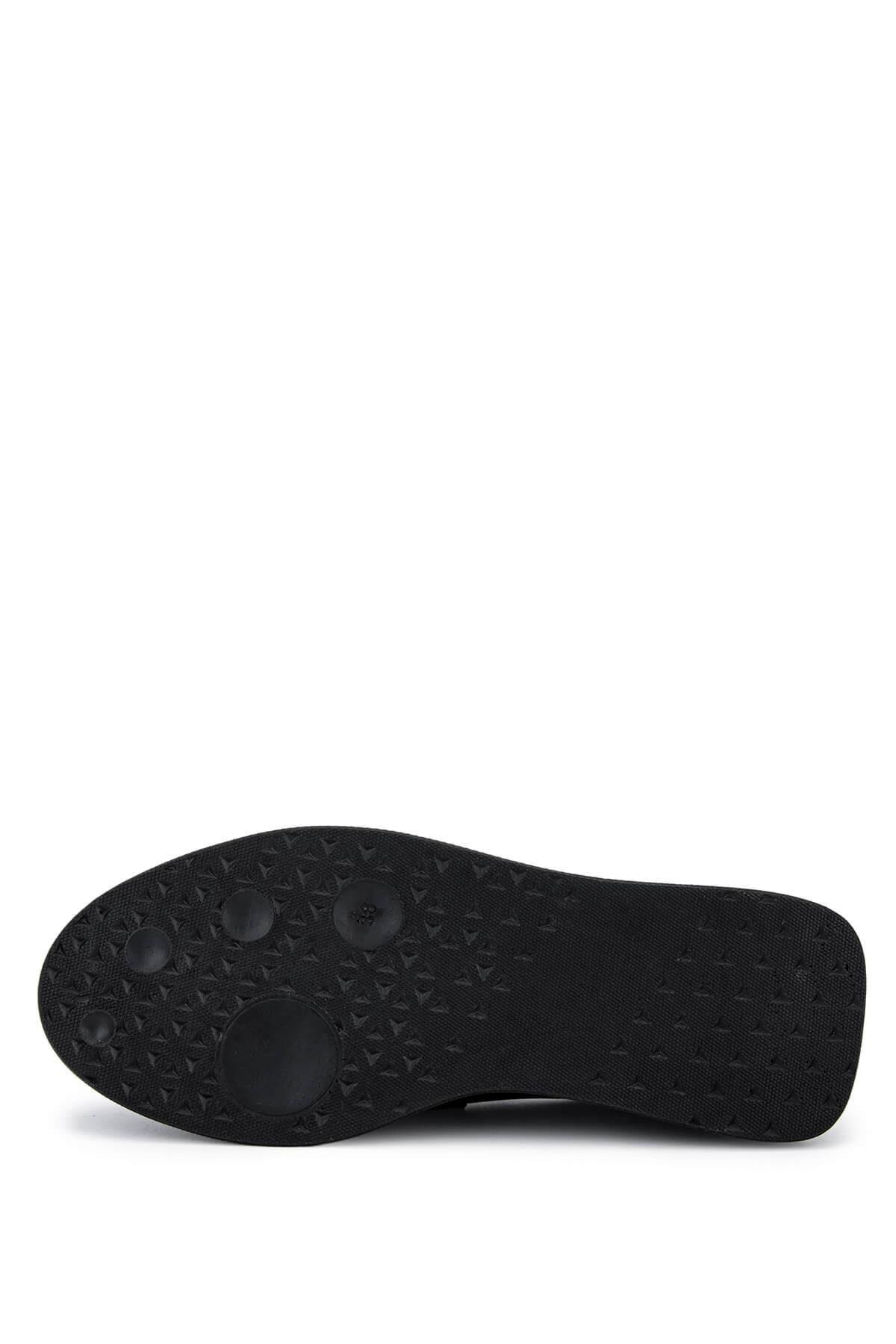 Tamer Tanca Kadın Hakiki Deri Siyah Rugan Loafer Ayakkabı