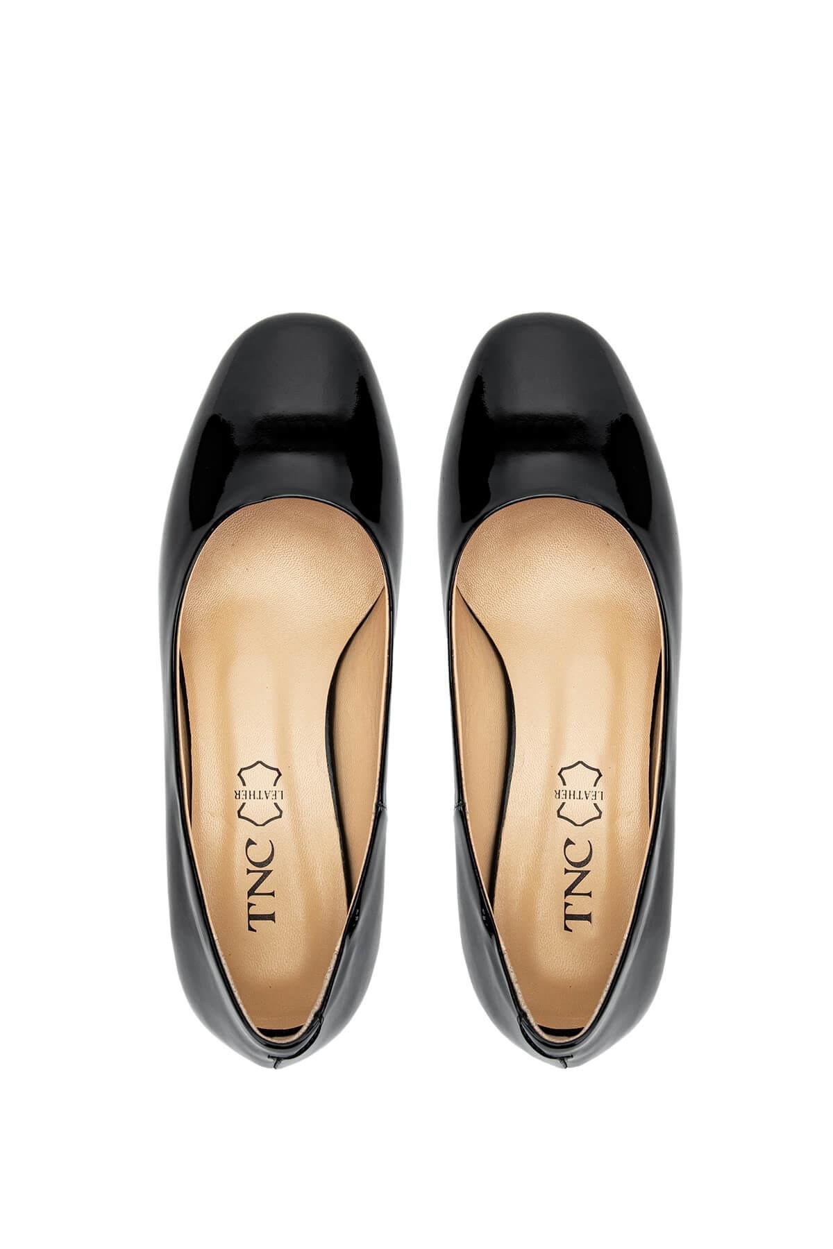 Tamer Tanca Kadın Hakiki Deri Siyah Rugan Topuklu Ayakkabı