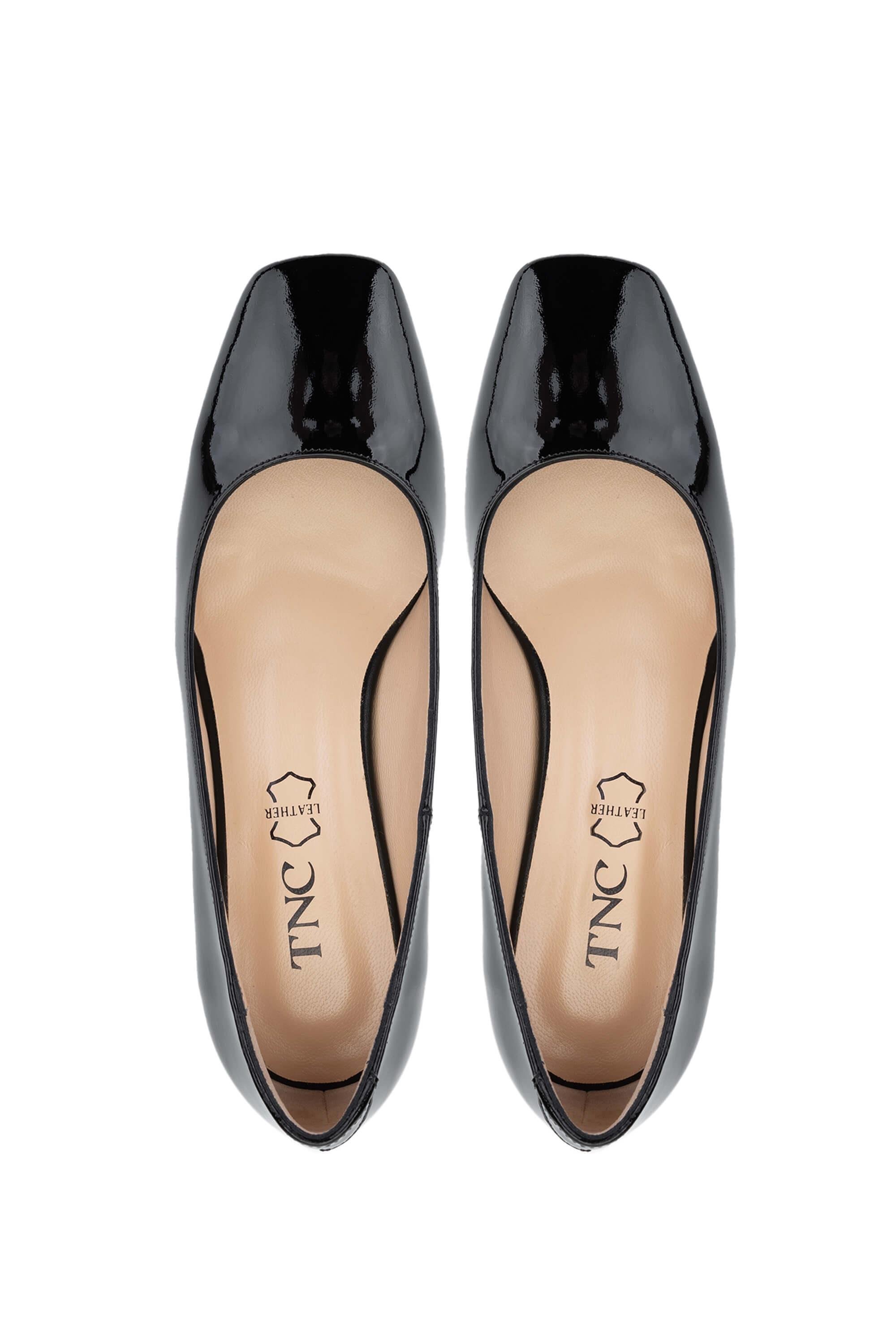 Tamer Tanca Kadın Hakiki Deri Siyah Rugan Topuklu Ayakkabı