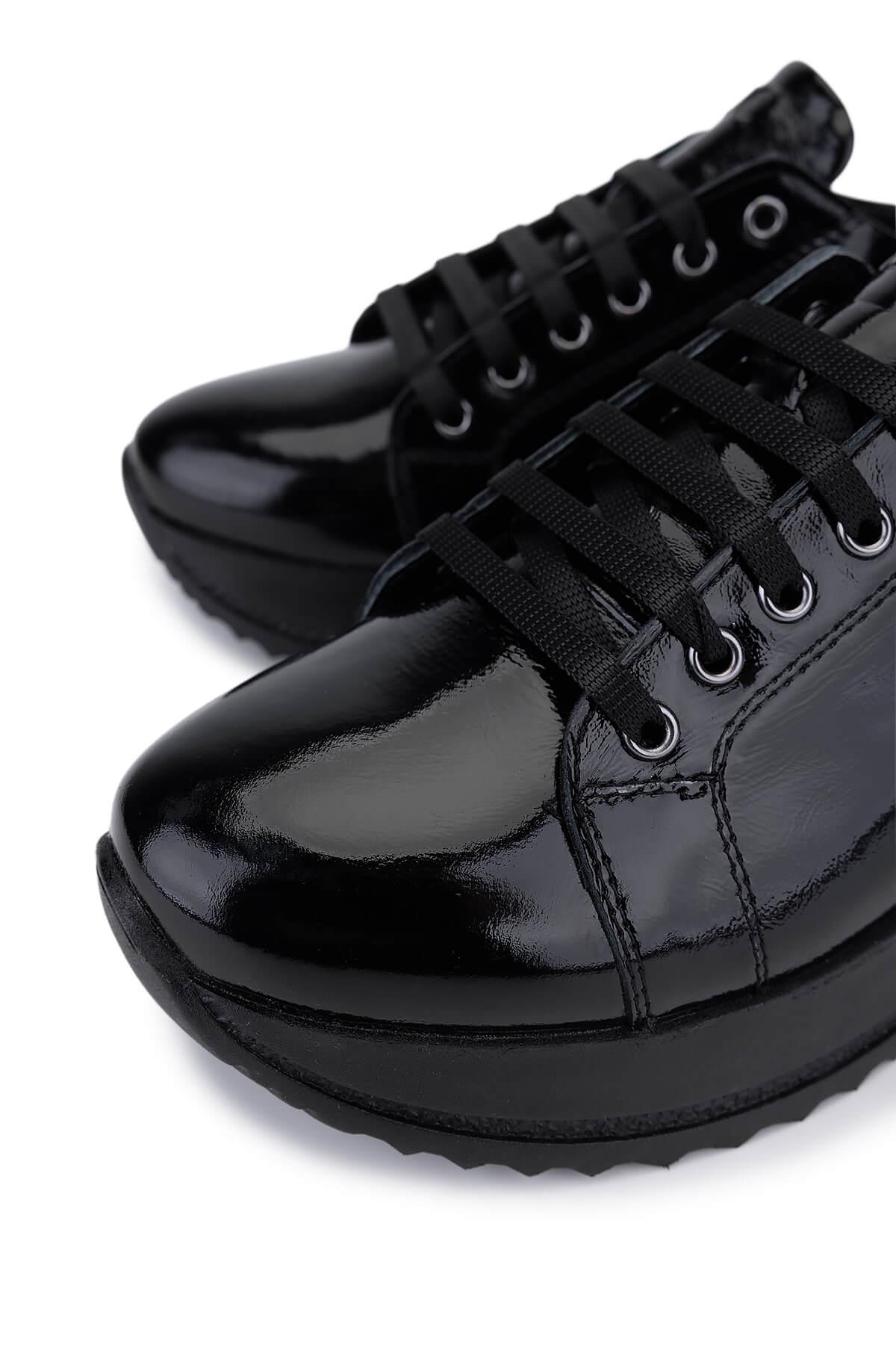 Tamer Tanca Kadın Hakiki Deri Siyah Rugan Sneakers & Spor Ayakkabı