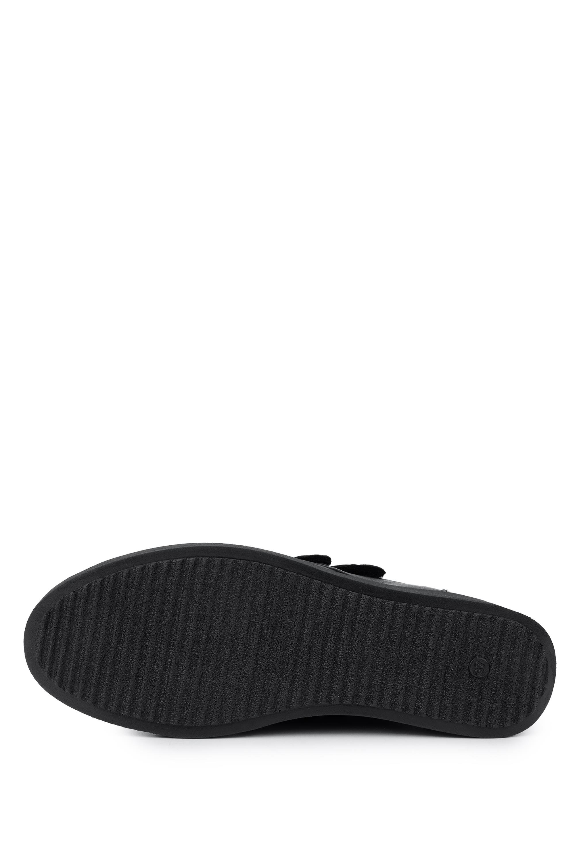 Tamer Tanca Kadın Hakiki Deri Siyah Rugan Casual Ayakkabı