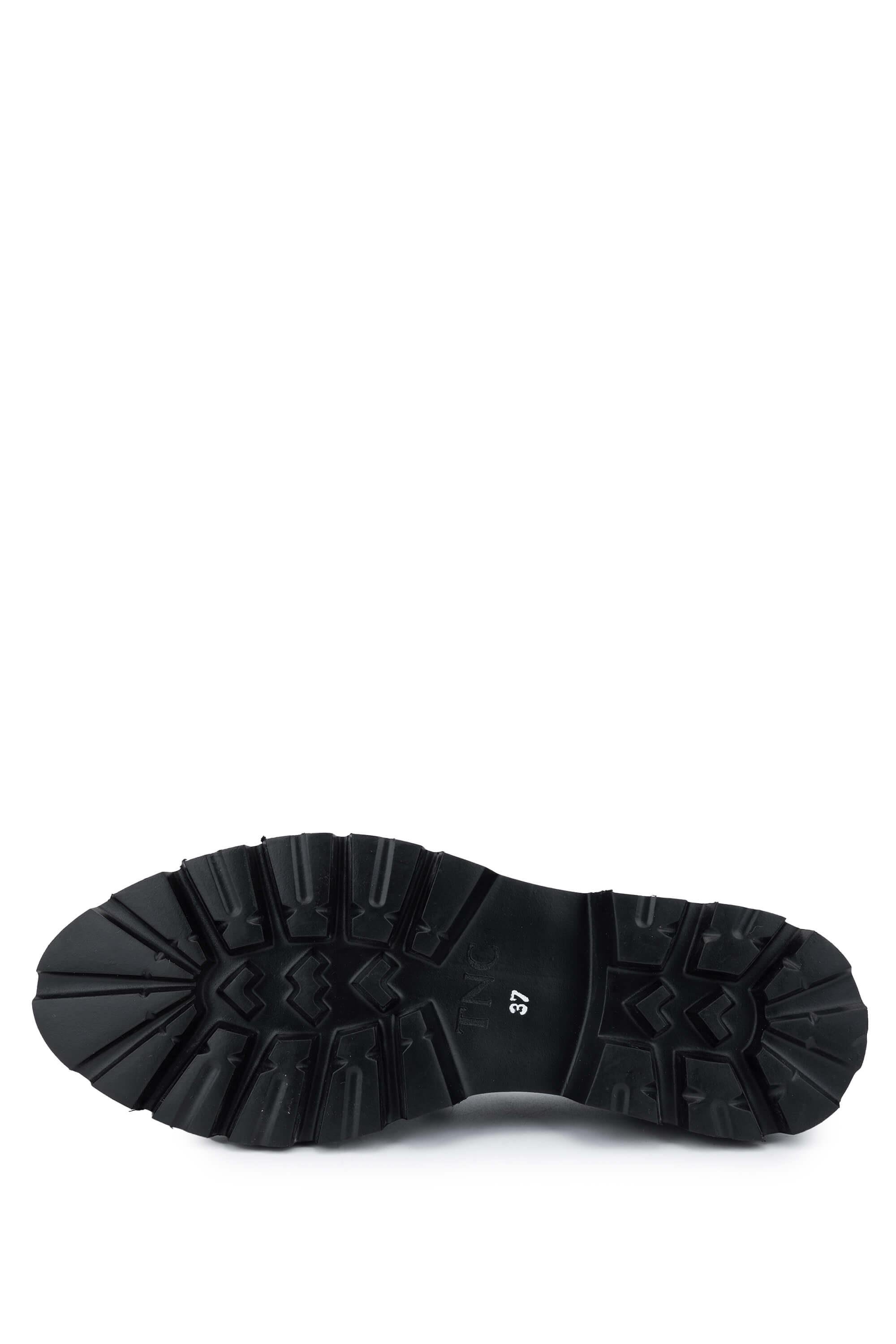 Tamer Tanca Kadın Hakiki Deri Siyah Rugan Loafer Ayakkabı