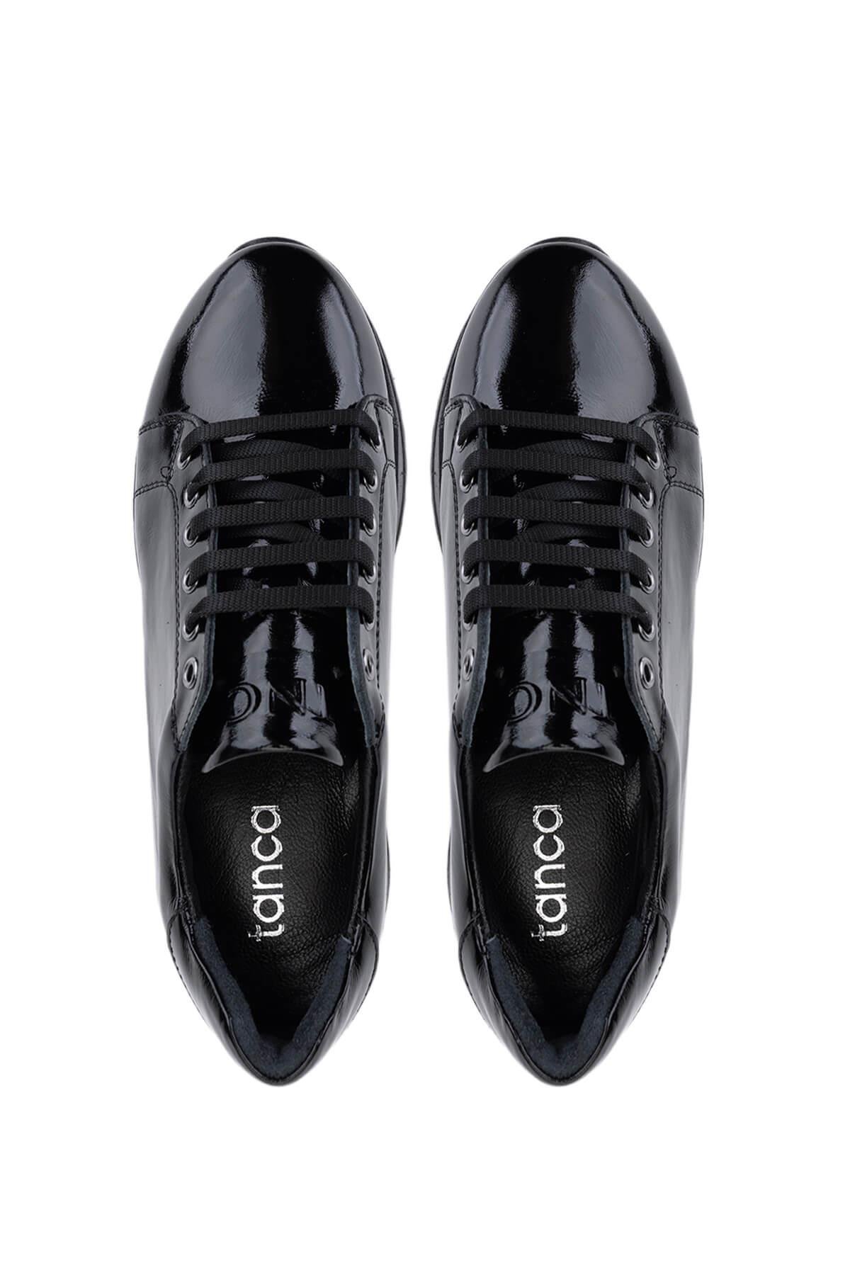 Tamer Tanca Kadın Hakiki Deri Siyah Rugan Sneakers & Spor Ayakkabı