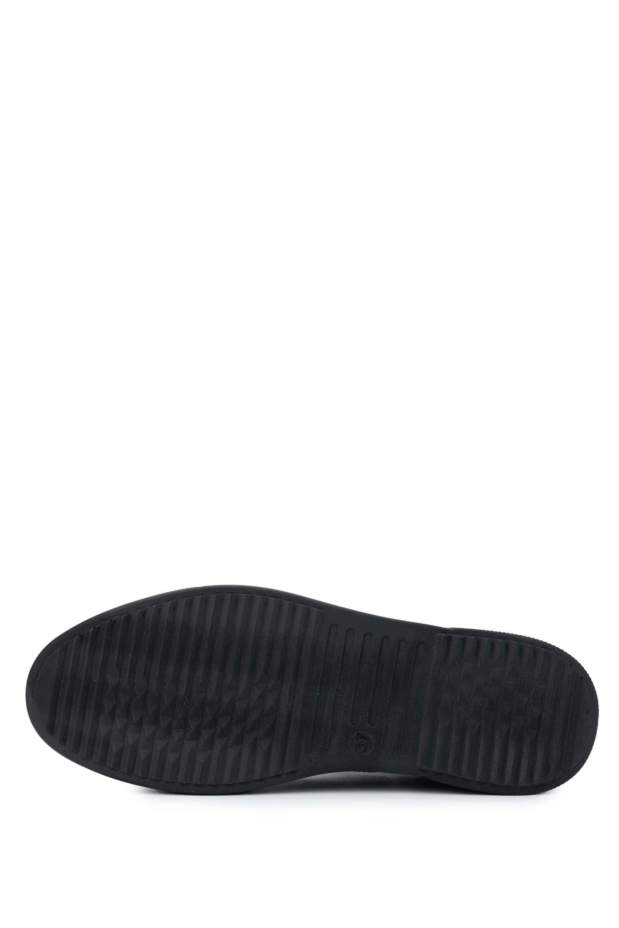 Tamer Tanca Kadın Hakiki Deri Siyah Rugan Casual Ayakkabı