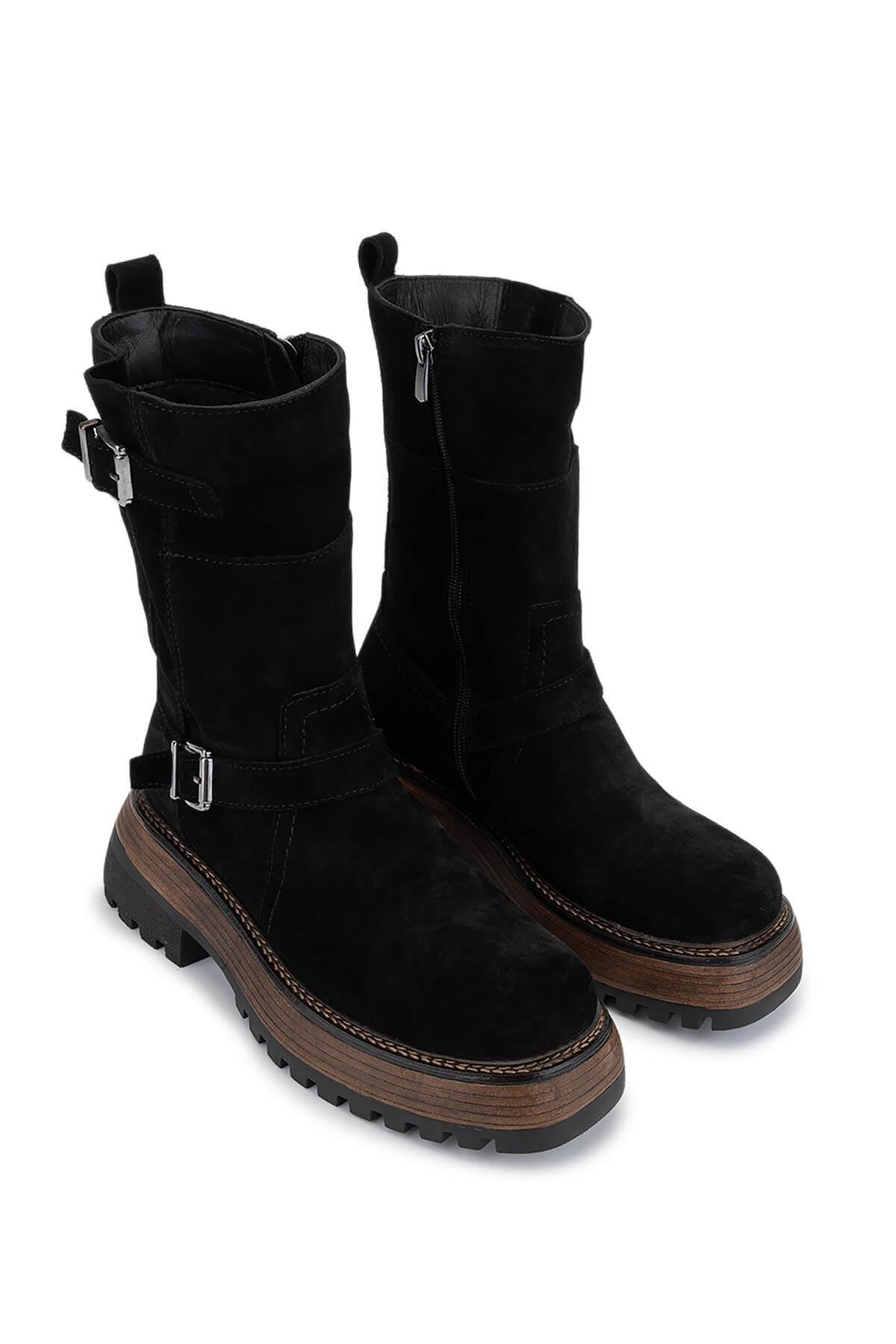 Tamer Tanca Kadın Hakiki Deri Siyah Süet Casual Bot