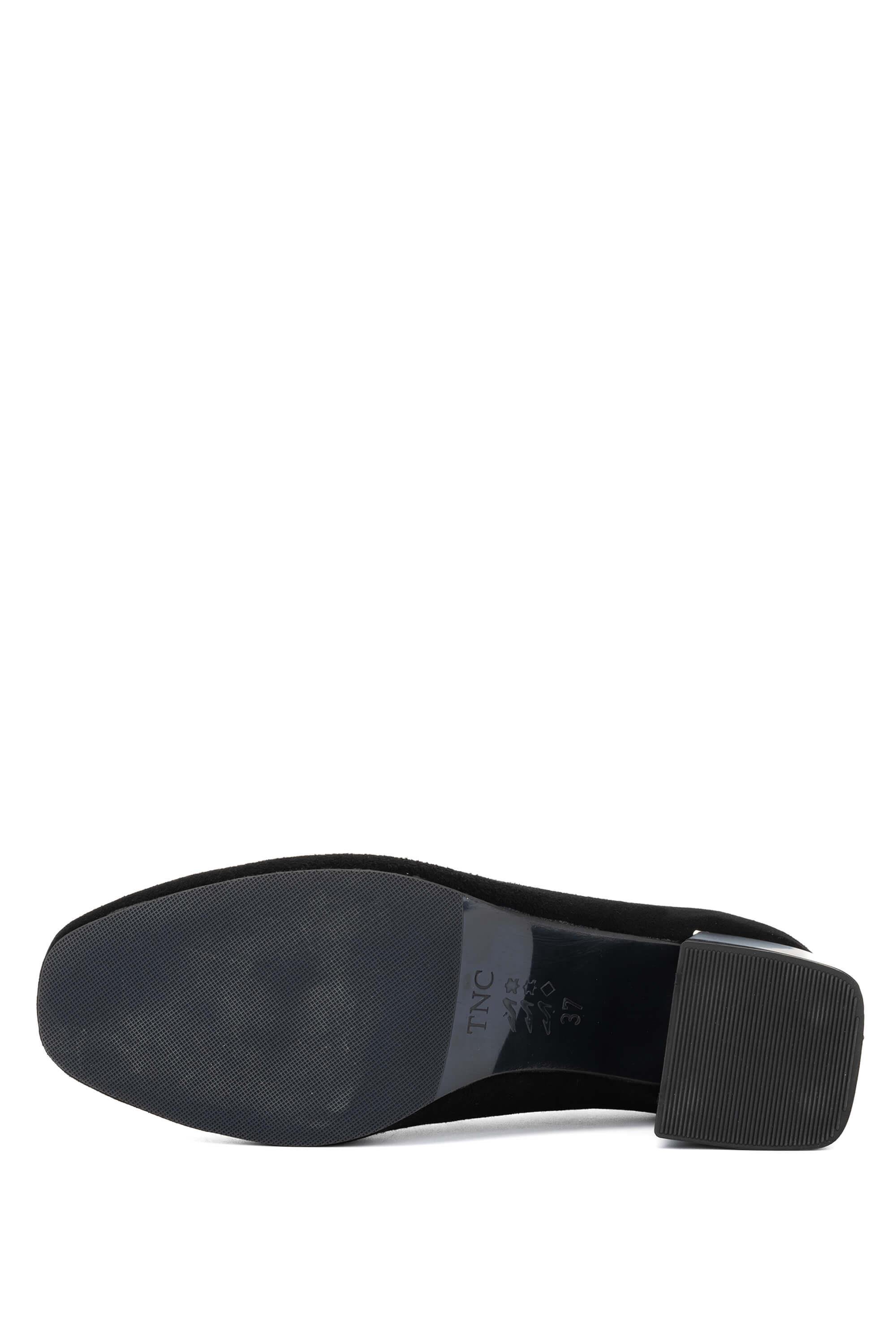 Tamer Tanca Kadın Hakiki Deri Siyah Süet Topuklu Ayakkabı