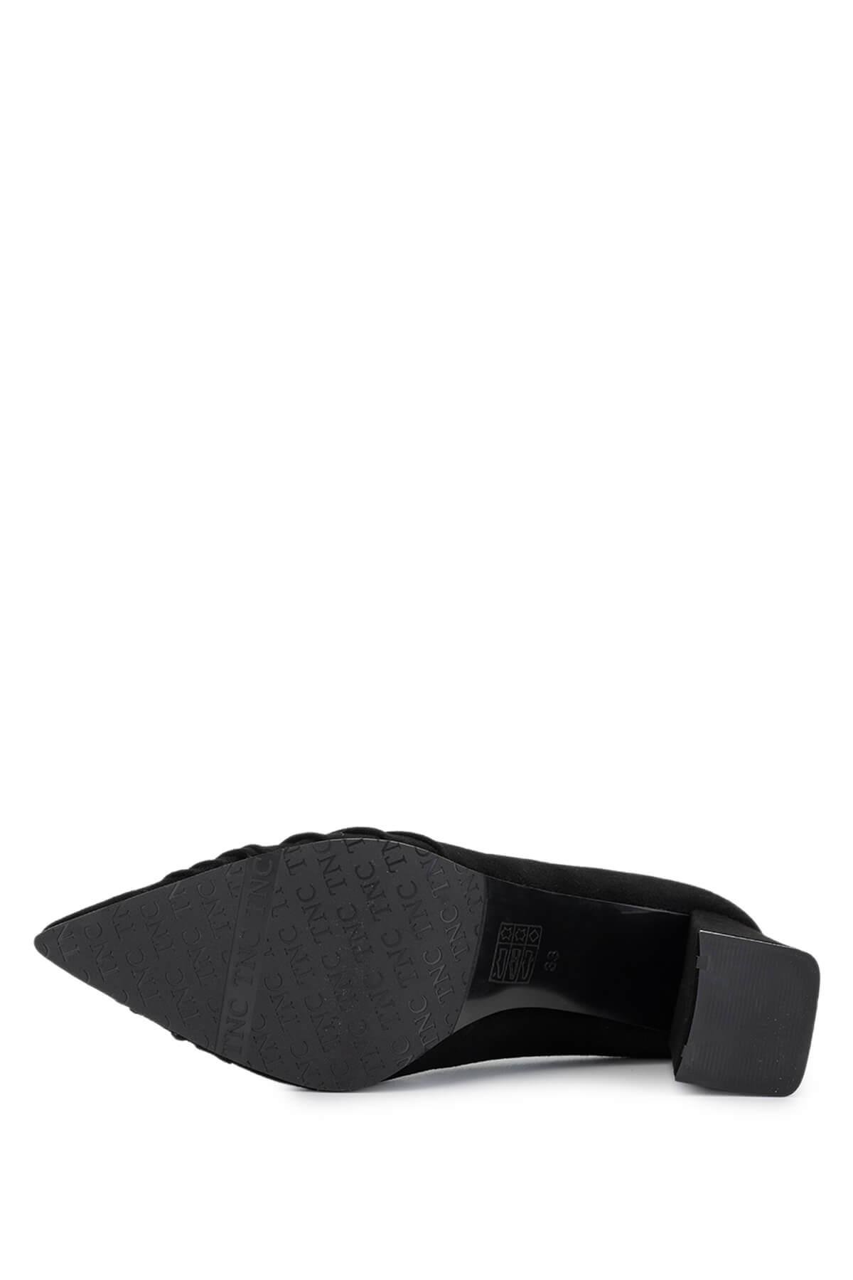 Tamer Tanca Kadın Hakiki Deri Siyah Süet Topuklu Ayakkabı