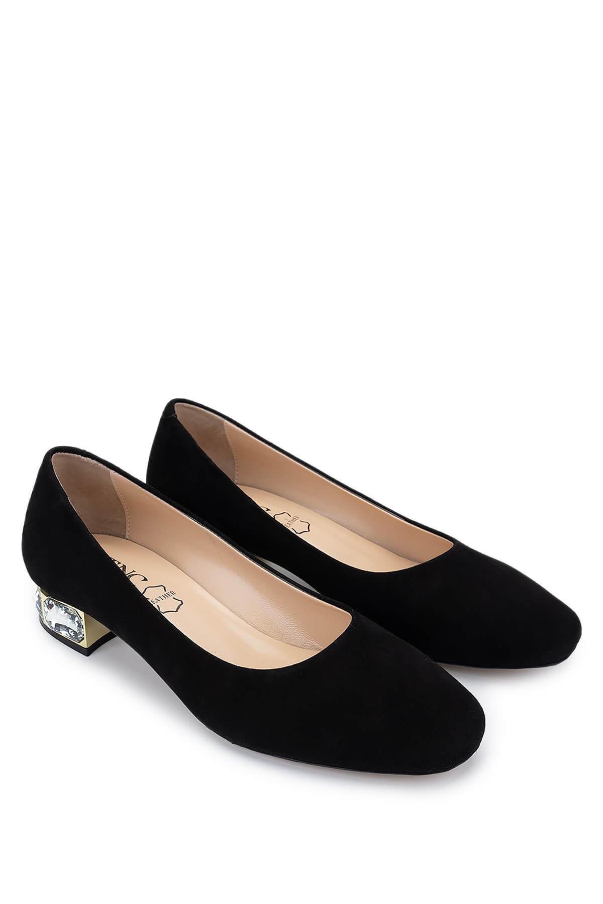 Tamer Tanca Kadın Hakiki Deri Siyah Süet Topuklu Ayakkabı