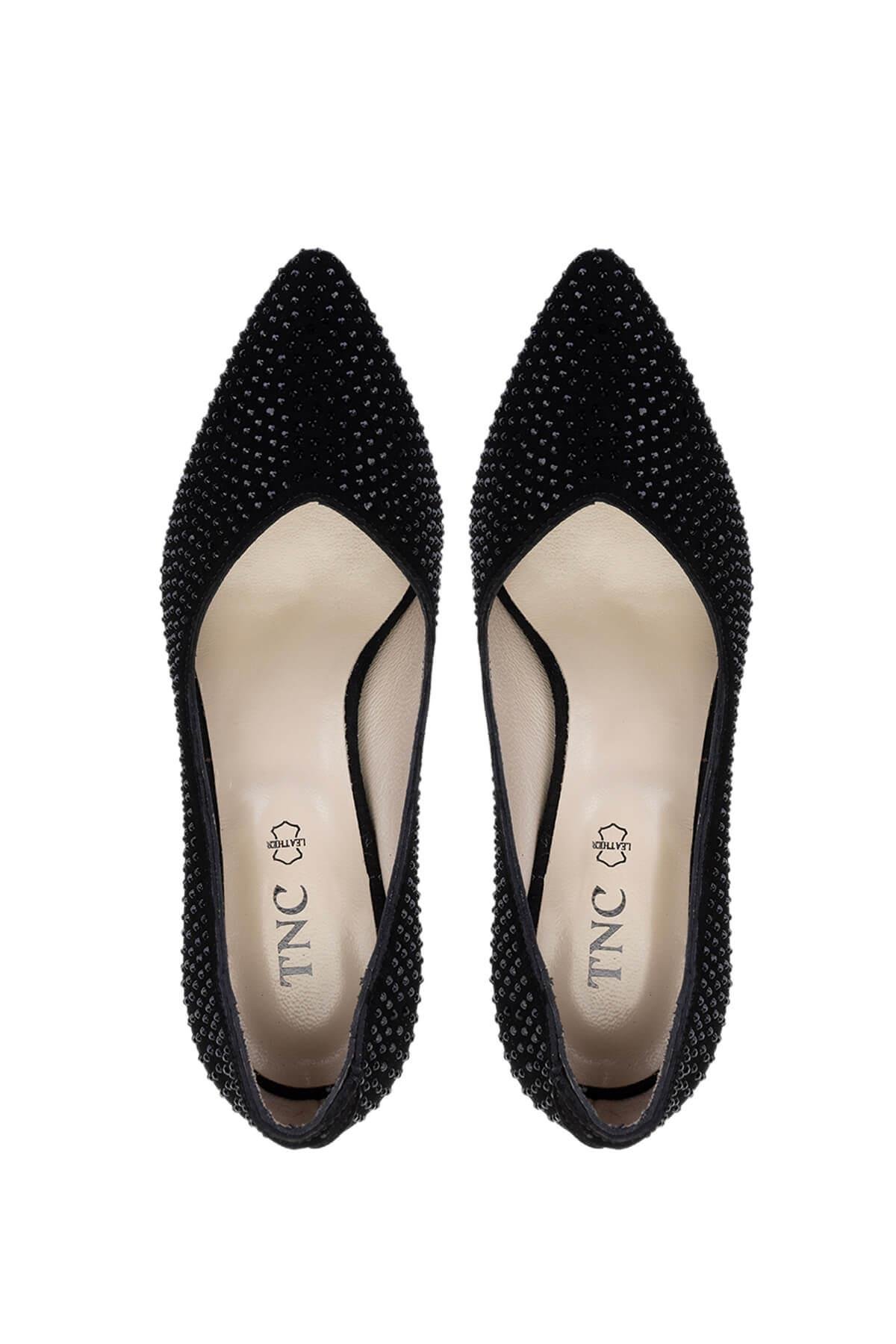 Tamer Tanca Kadın Hakiki Deri Siyah Süet Topuklu Ayakkabı