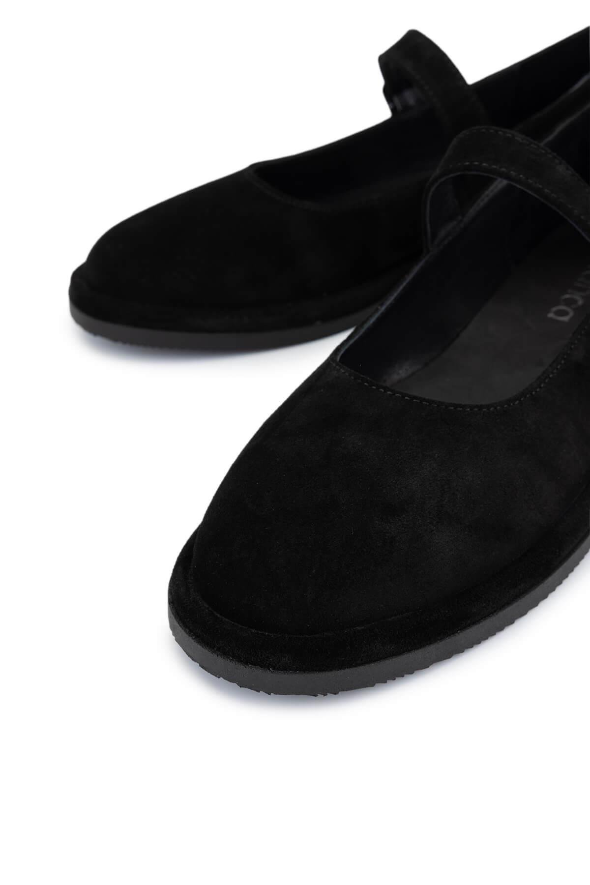 Tamer Tanca Kadın Hakiki Deri Siyah Süet Casual Ayakkabı