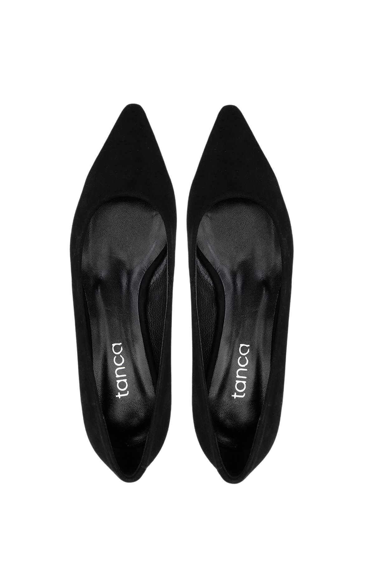 Tamer Tanca Kadın Hakiki Deri Siyah Süet Topuklu Ayakkabı