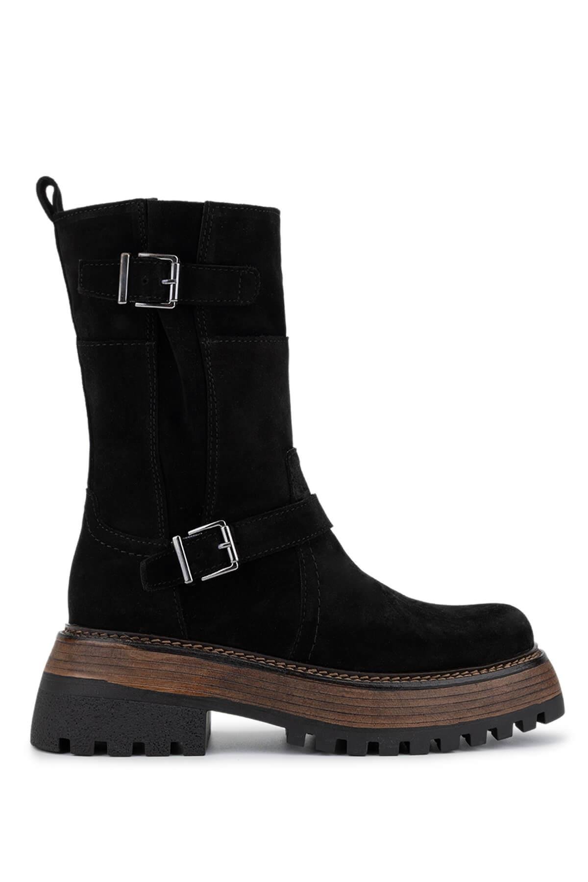 Tamer Tanca Kadın Hakiki Deri Siyah Süet Casual Bot