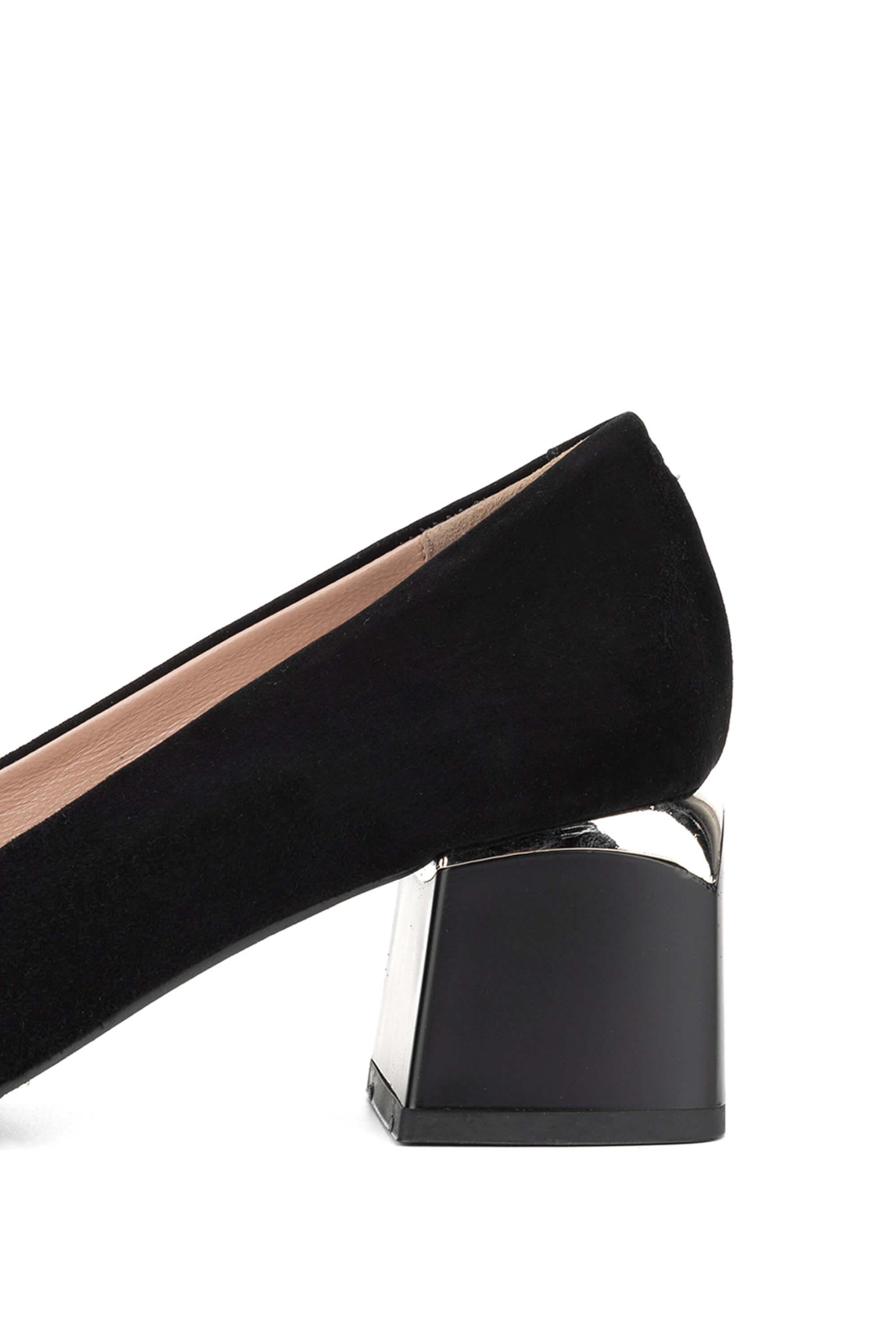 Tamer Tanca Kadın Hakiki Deri Siyah Süet Topuklu Ayakkabı