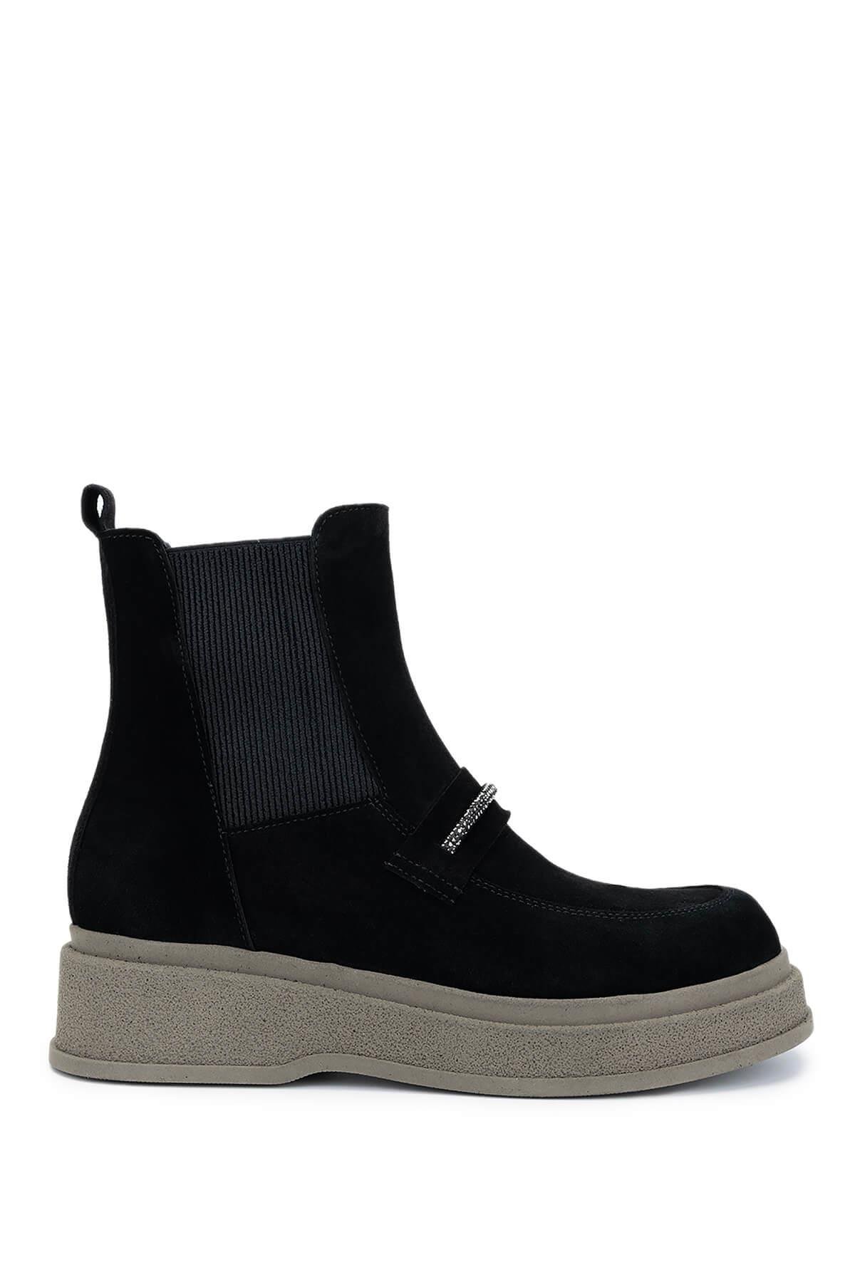 Tamer Tanca Kadın Hakiki Deri Siyah Süet Casual Bot