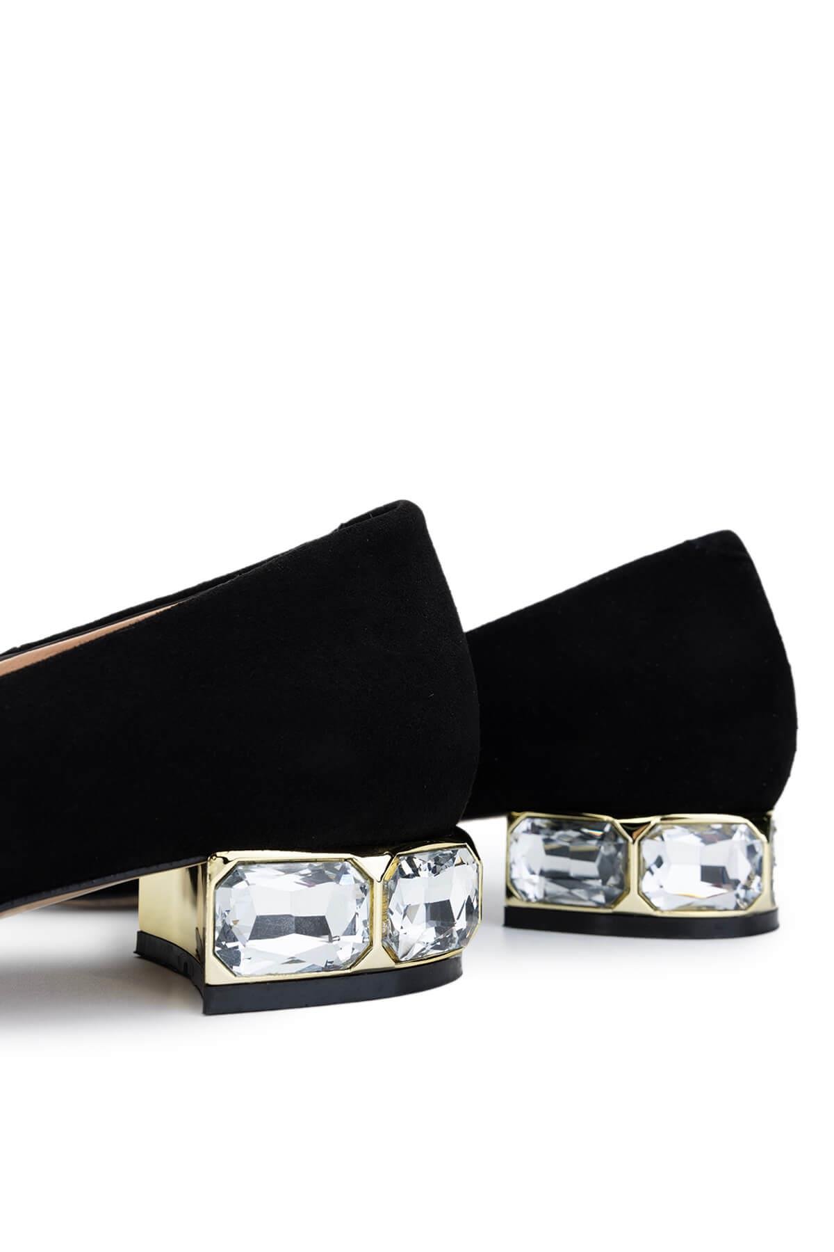 Tamer Tanca Kadın Hakiki Deri Siyah Süet Topuklu Ayakkabı