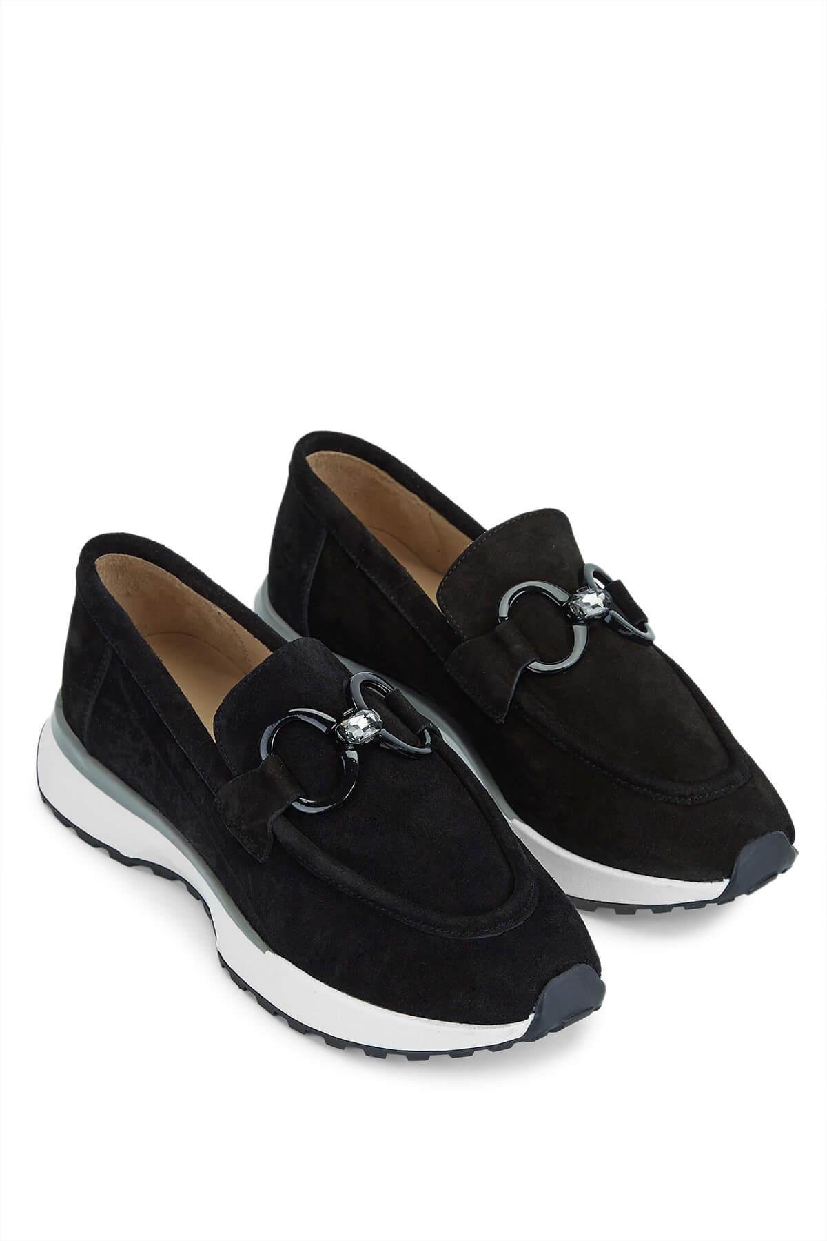 Tamer Tanca Kadın Hakiki Deri Siyah Süet Casual Ayakkabı