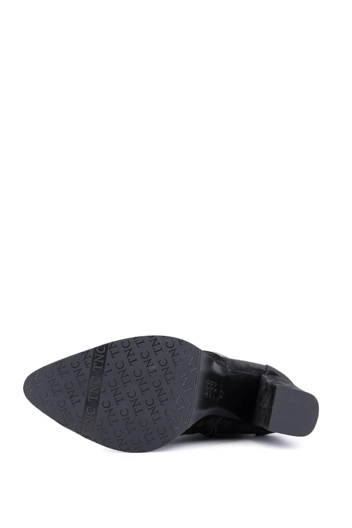 Tamer Tanca Kadın Hakiki Deri Siyah Süet Topuklu Çizme