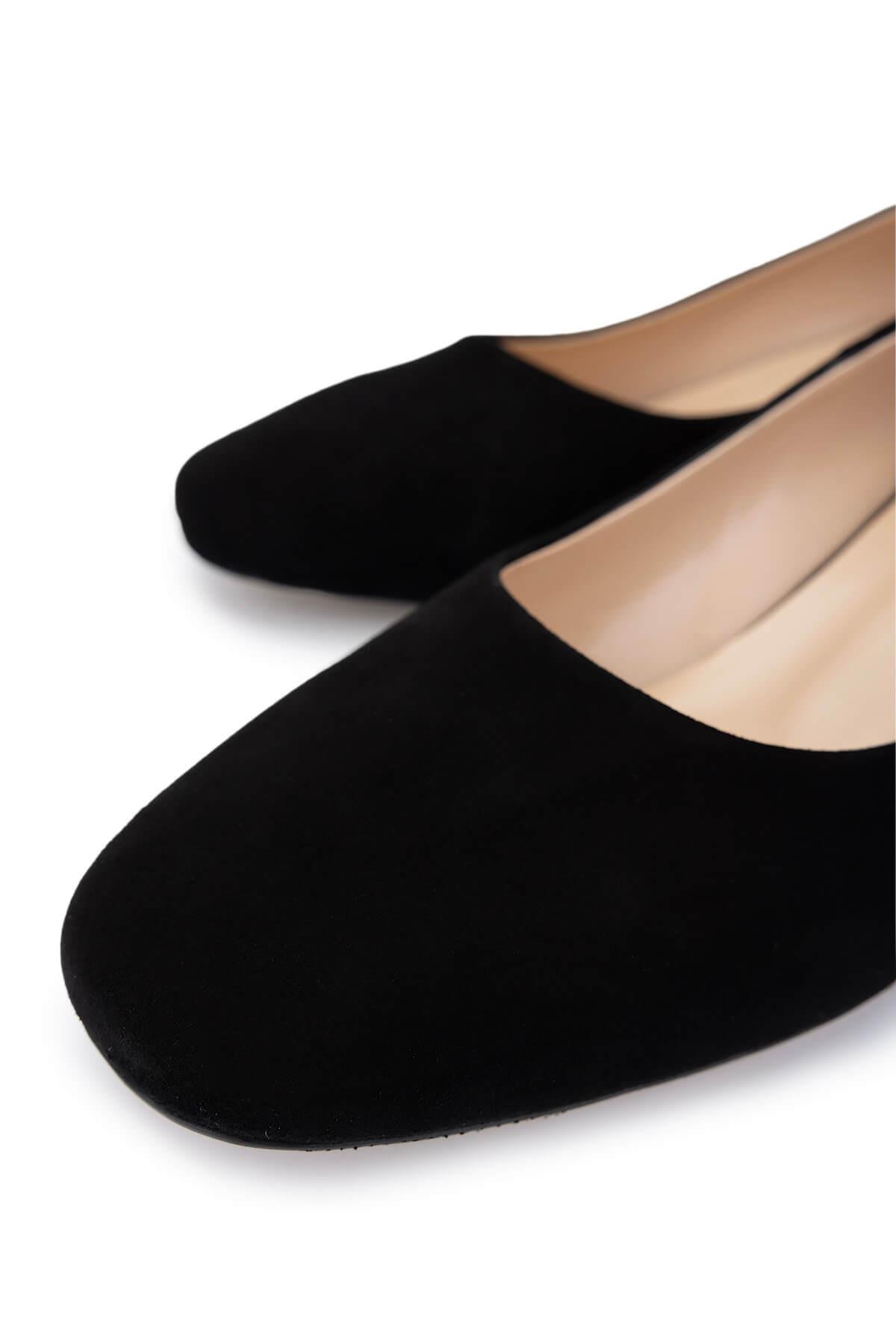 Tamer Tanca Kadın Hakiki Deri Siyah Süet Topuklu Ayakkabı