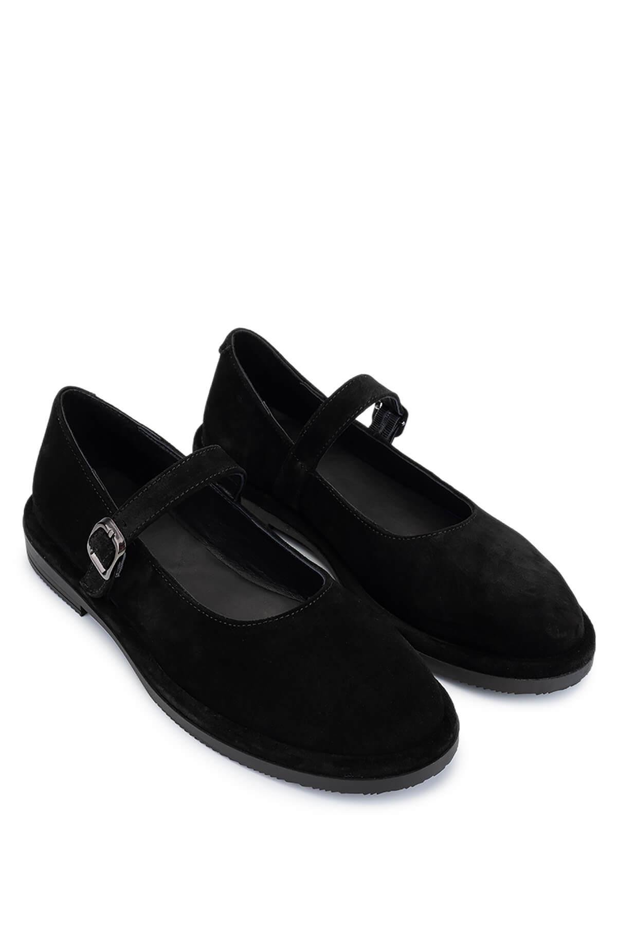 Tamer Tanca Kadın Hakiki Deri Siyah Süet Casual Ayakkabı