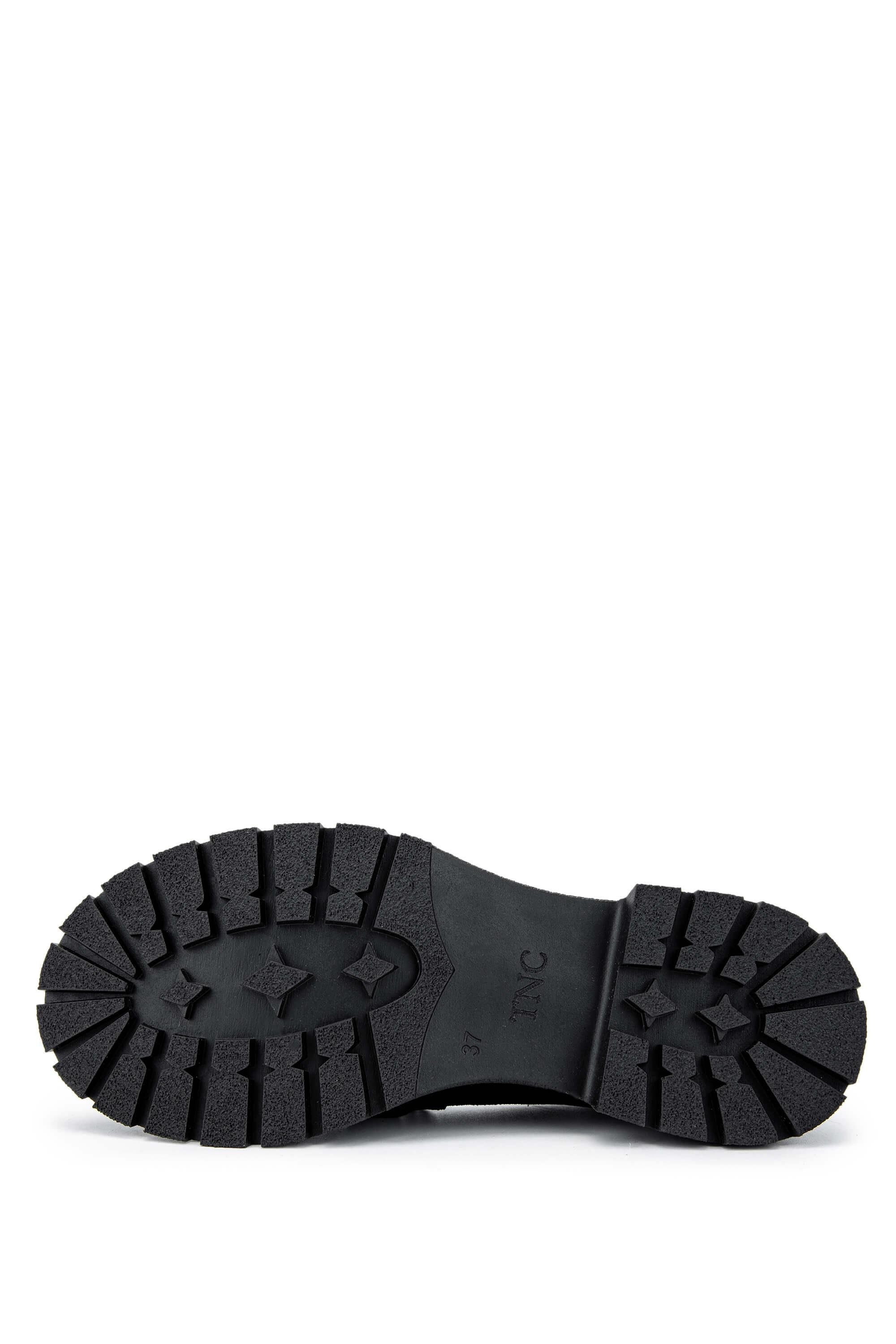 Tamer Tanca Kadın Hakiki Deri Siyah Süet Loafer Ayakkabı