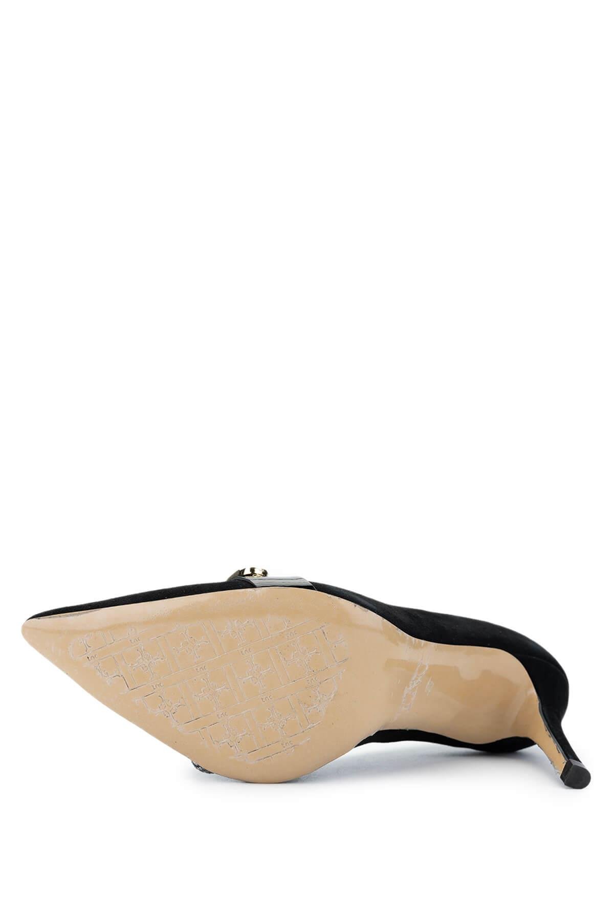 Tamer Tanca Kadın Hakiki Deri Siyah Süet Topuklu Ayakkabı