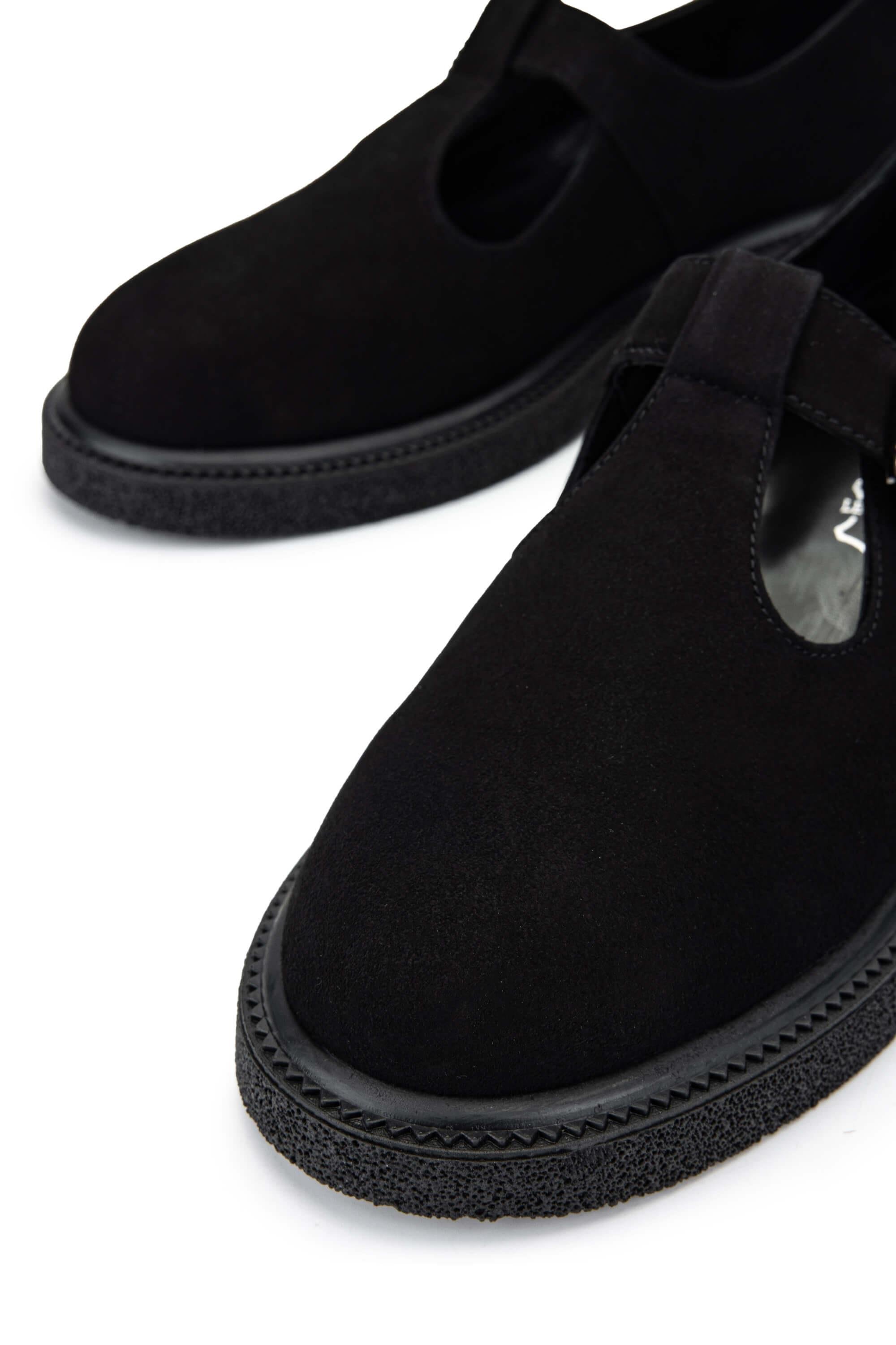 Tamer Tanca Kadın Hakiki Deri Siyah Süet Casual Ayakkabı