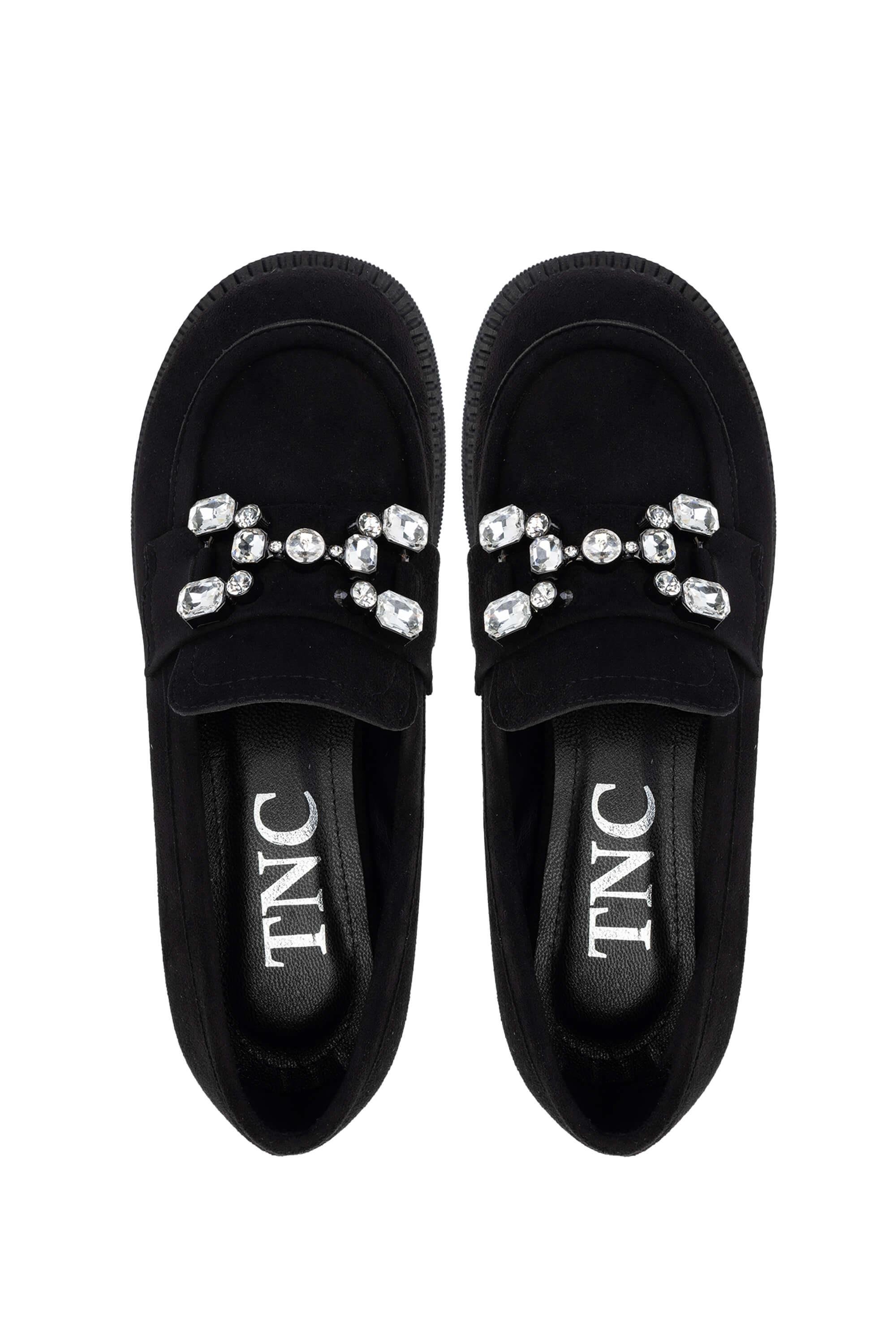 Tamer Tanca Kadın Hakiki Deri Siyah Süet Loafer Ayakkabı