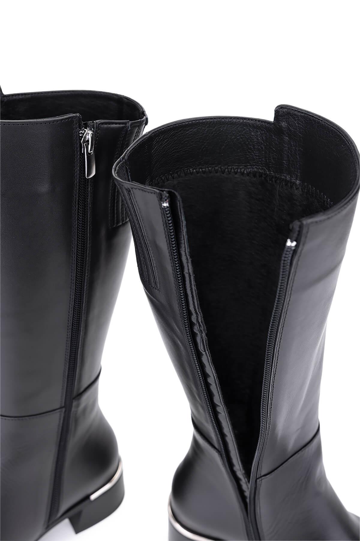 Tamer Tanca Kadın Hakiki Deri Siyah Topuklu Çizme