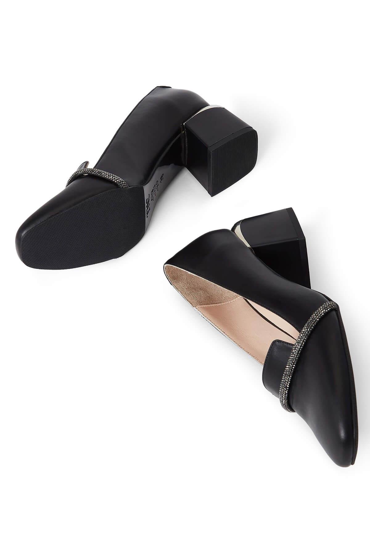 Tamer Tanca Kadın Hakiki Deri Siyah Topuklu Ayakkabı