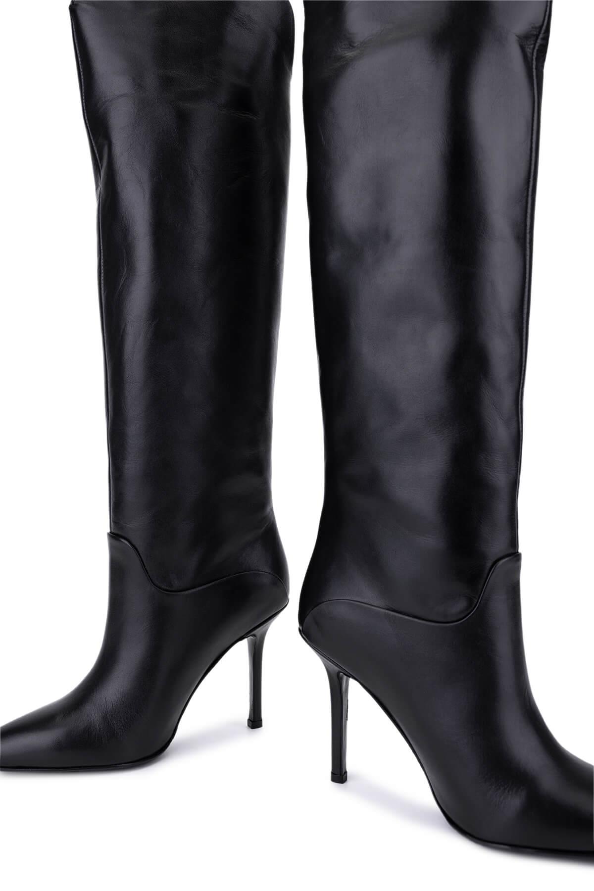 Tamer Tanca Kadın Hakiki Deri Siyah Topuklu Çizme