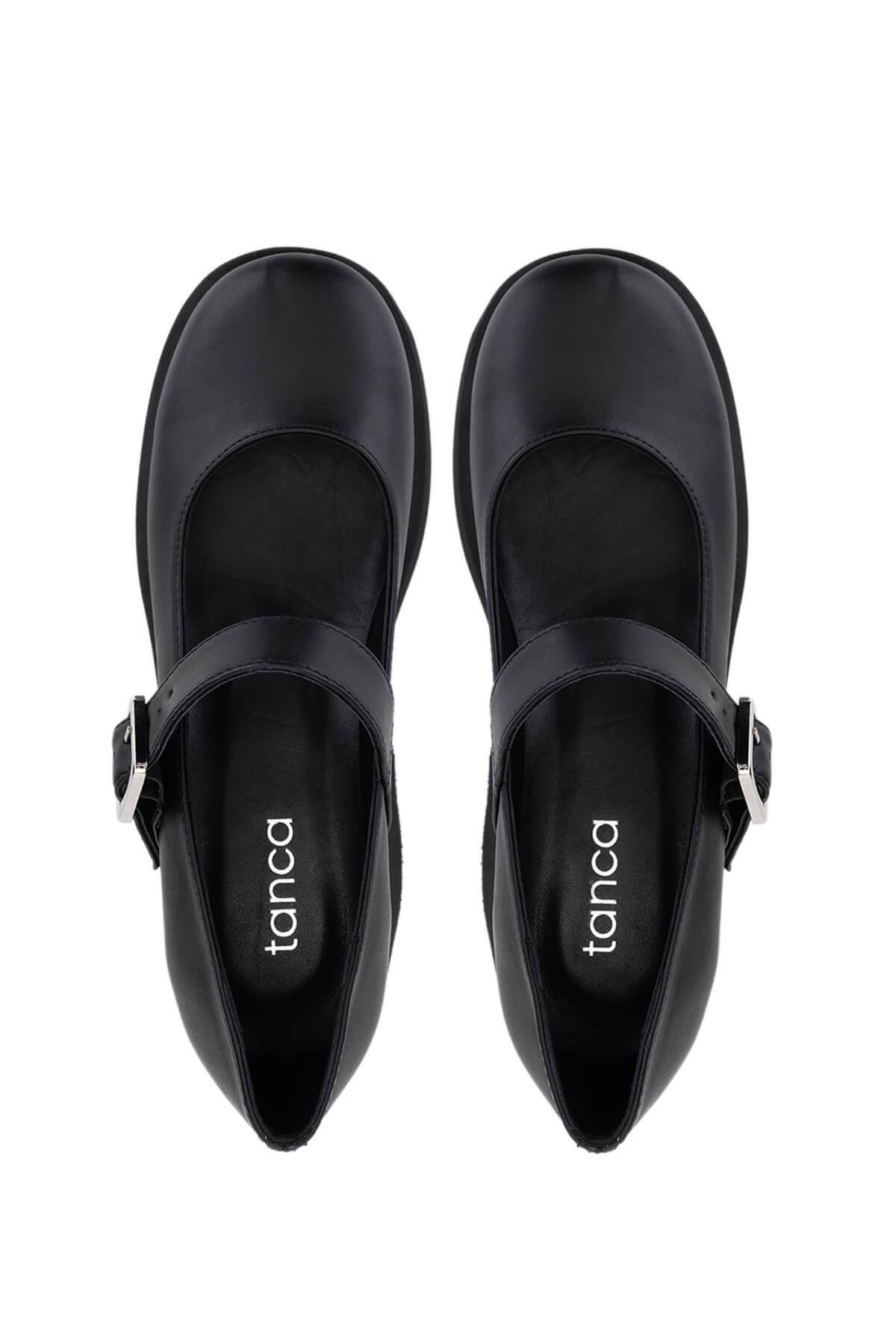 Tamer Tanca Kadın Hakiki Deri Siyah Topuklu Ayakkabı