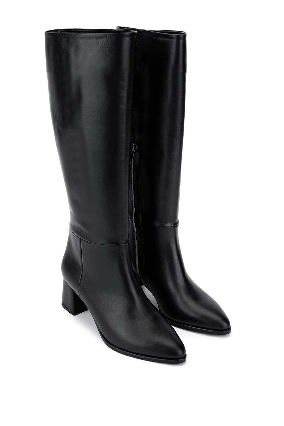 Tamer Tanca Kadın Hakiki Deri Siyah Topuklu Çizme