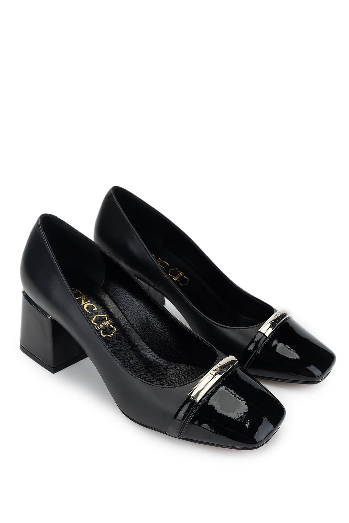 Tamer Tanca Kadın Hakiki Deri Siyah Topuklu Ayakkabı