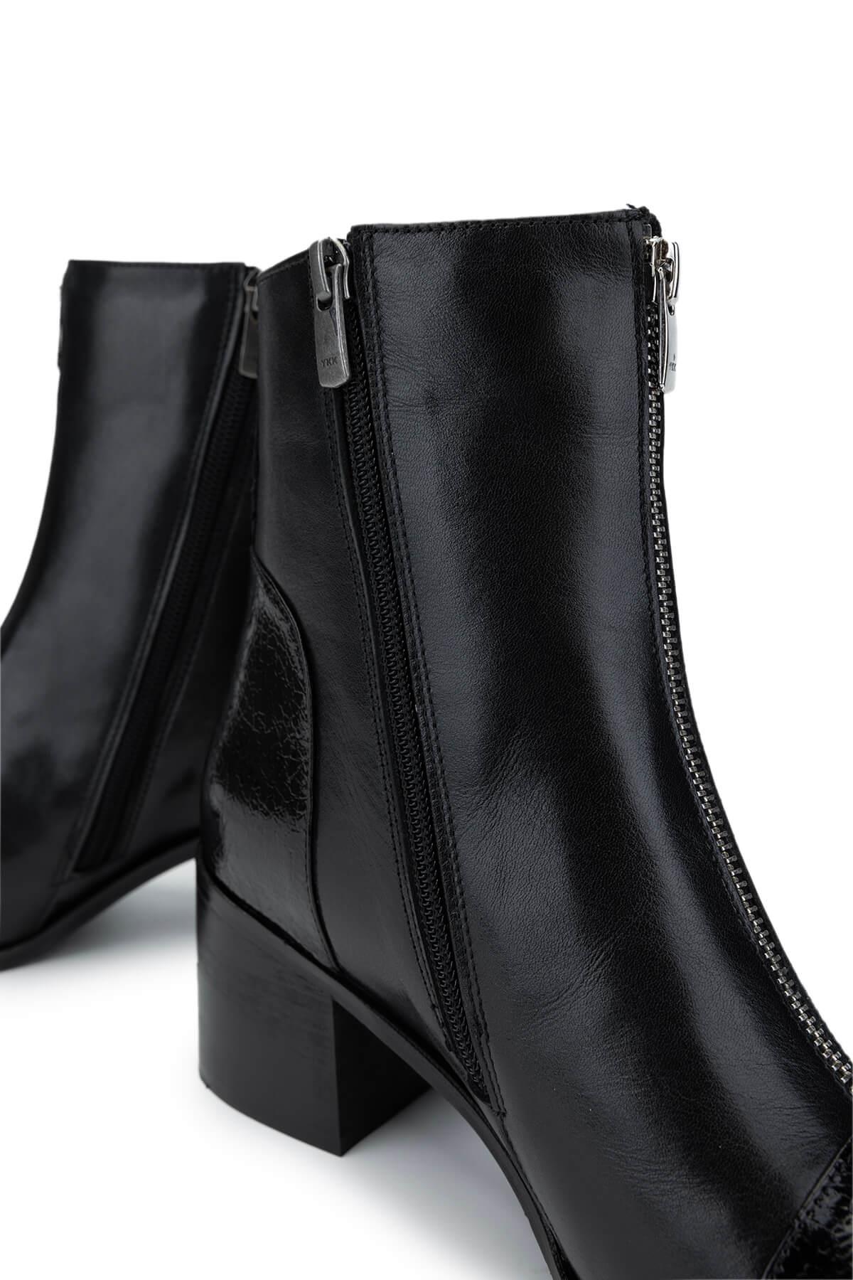 Tamer Tanca Kadın Hakiki Deri Siyah Topuklu Bot