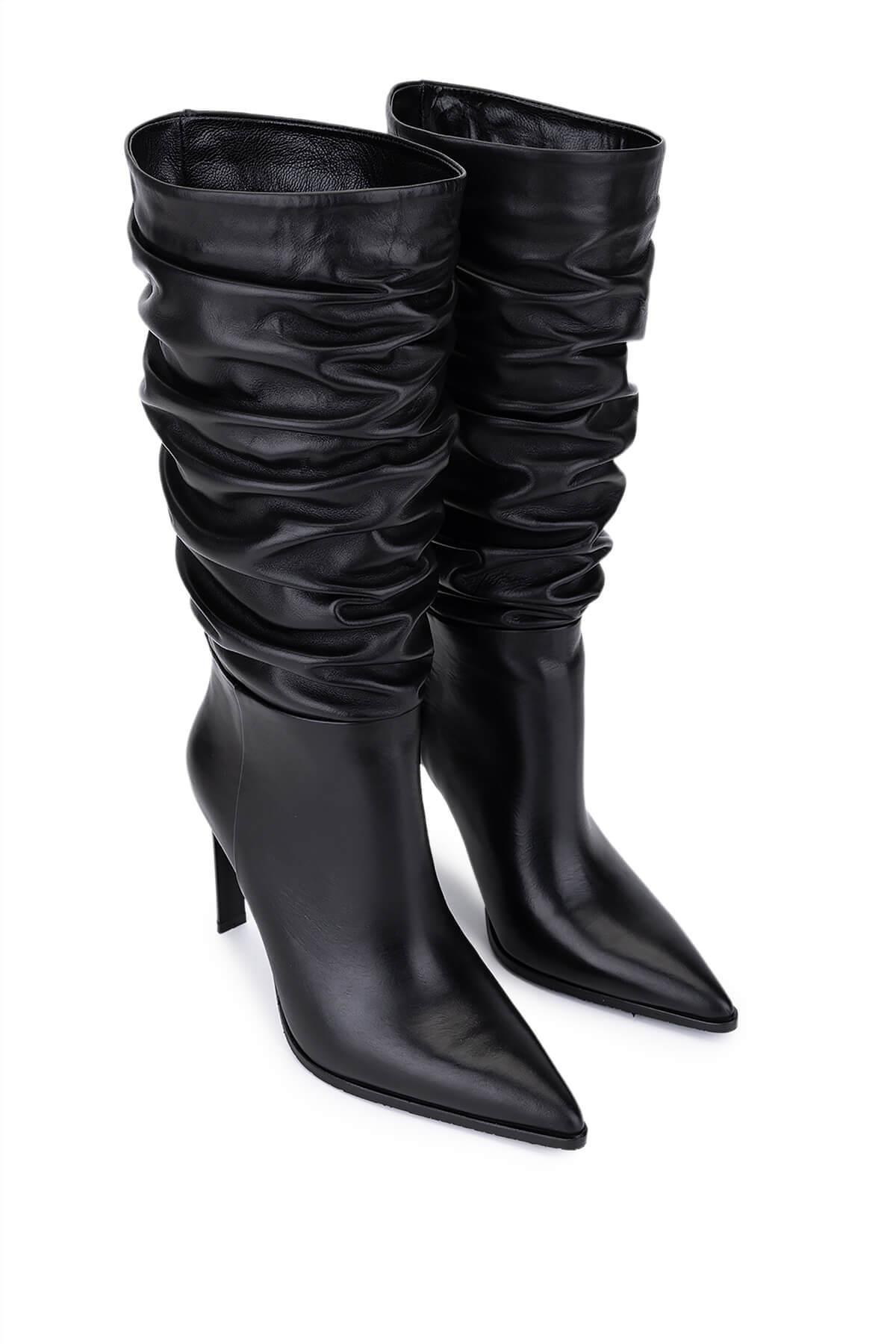 Tamer Tanca Kadın Hakiki Deri Siyah Topuklu Çizme