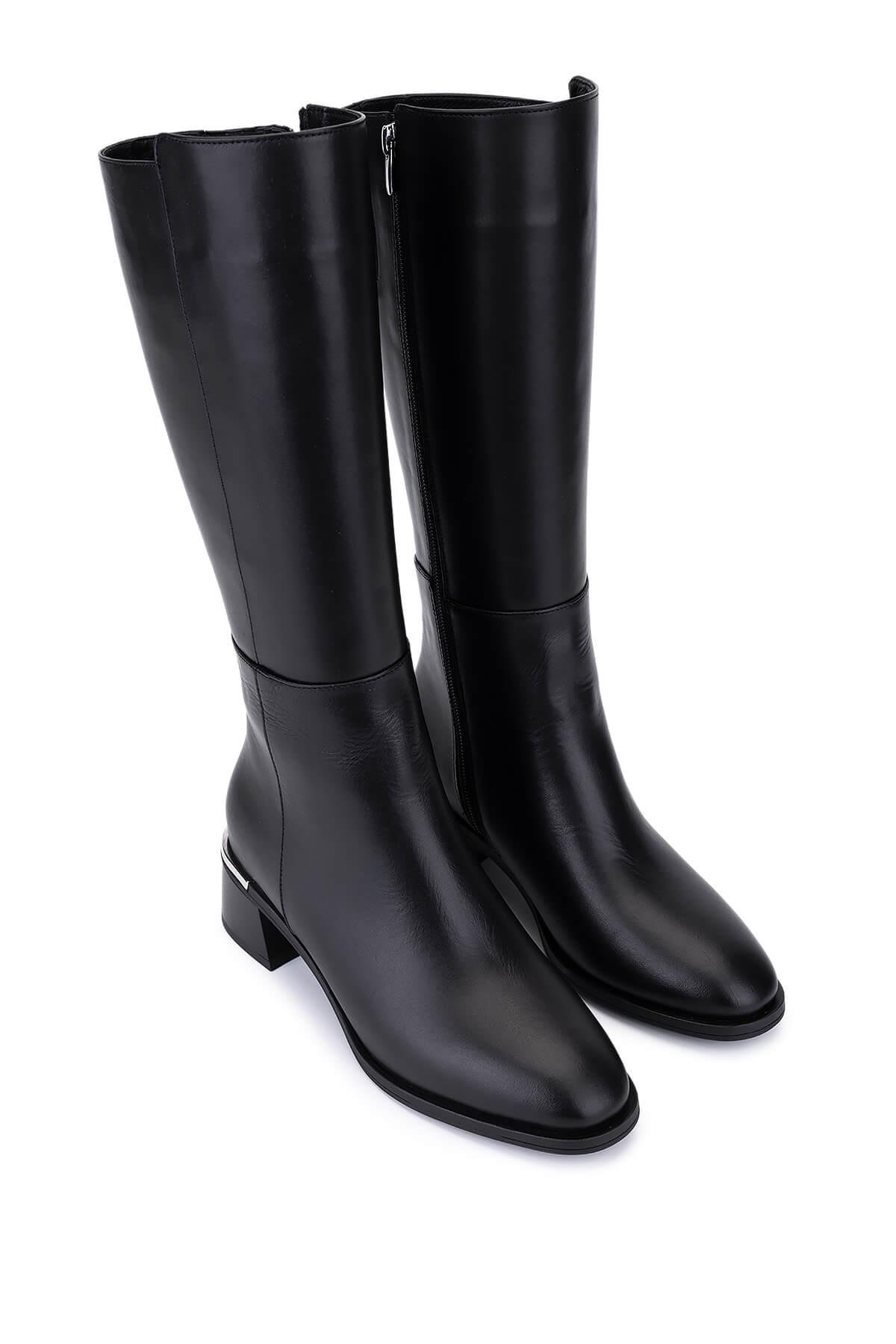 Tamer Tanca Kadın Hakiki Deri Siyah Topuklu Çizme