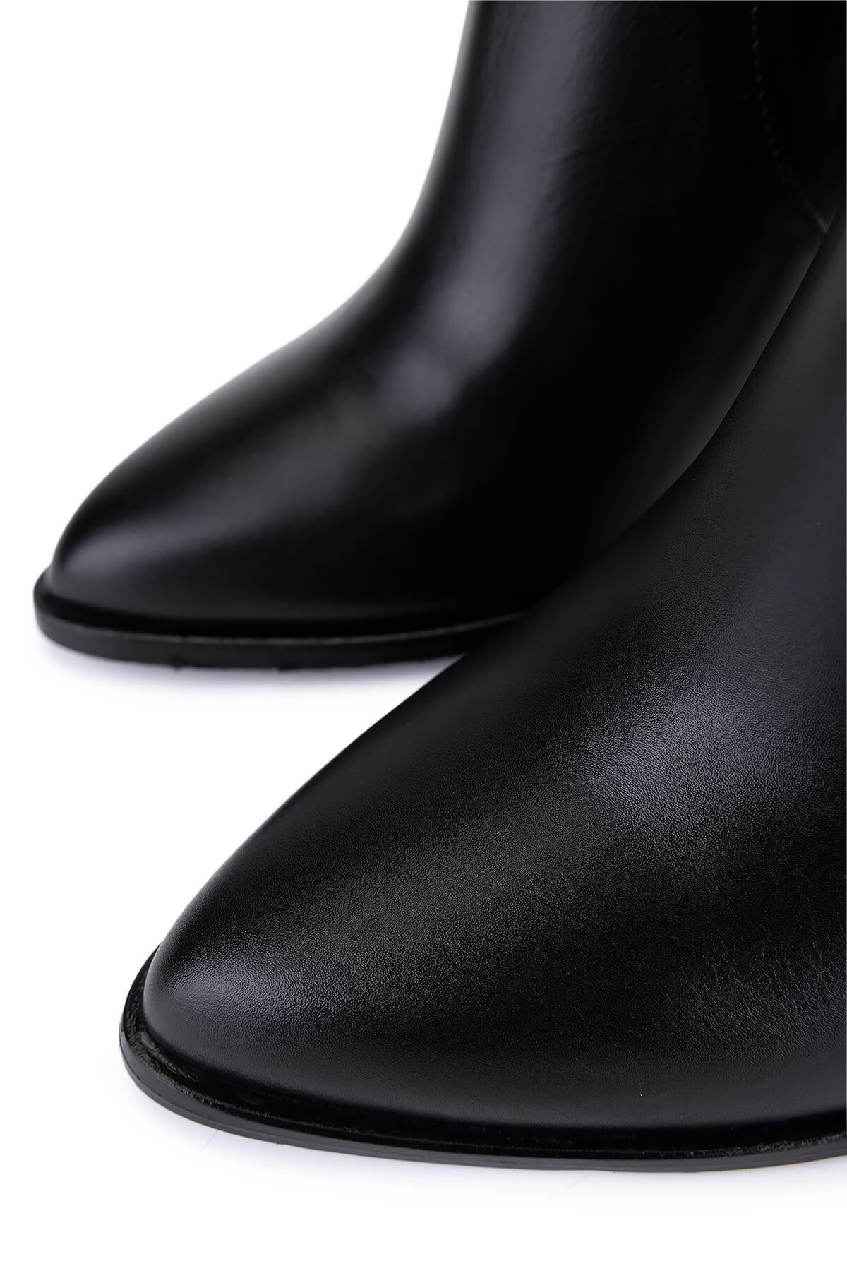 Tamer Tanca Kadın Hakiki Deri Siyah Topuklu Çizme