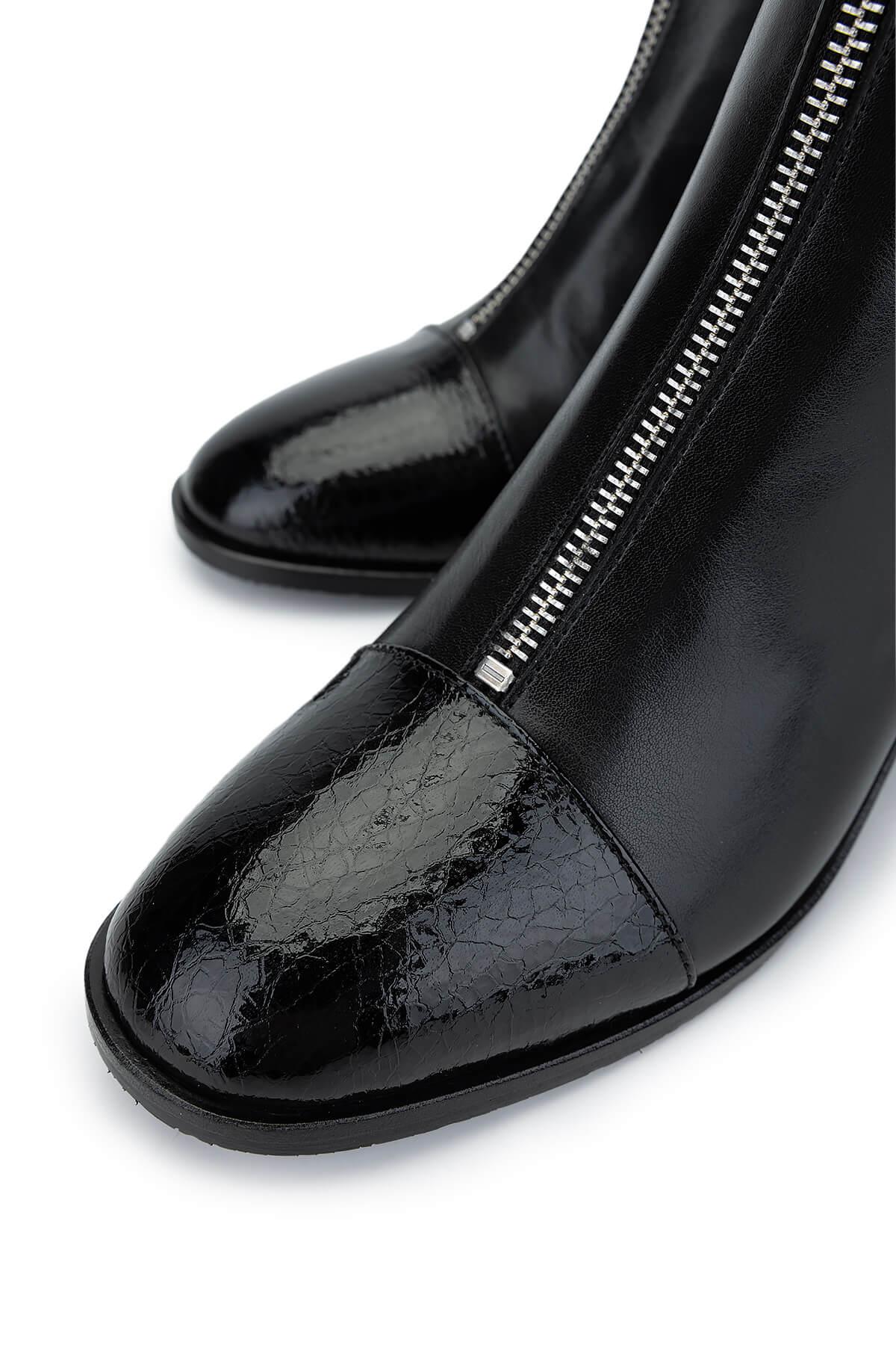 Tamer Tanca Kadın Hakiki Deri Siyah Topuklu Bot