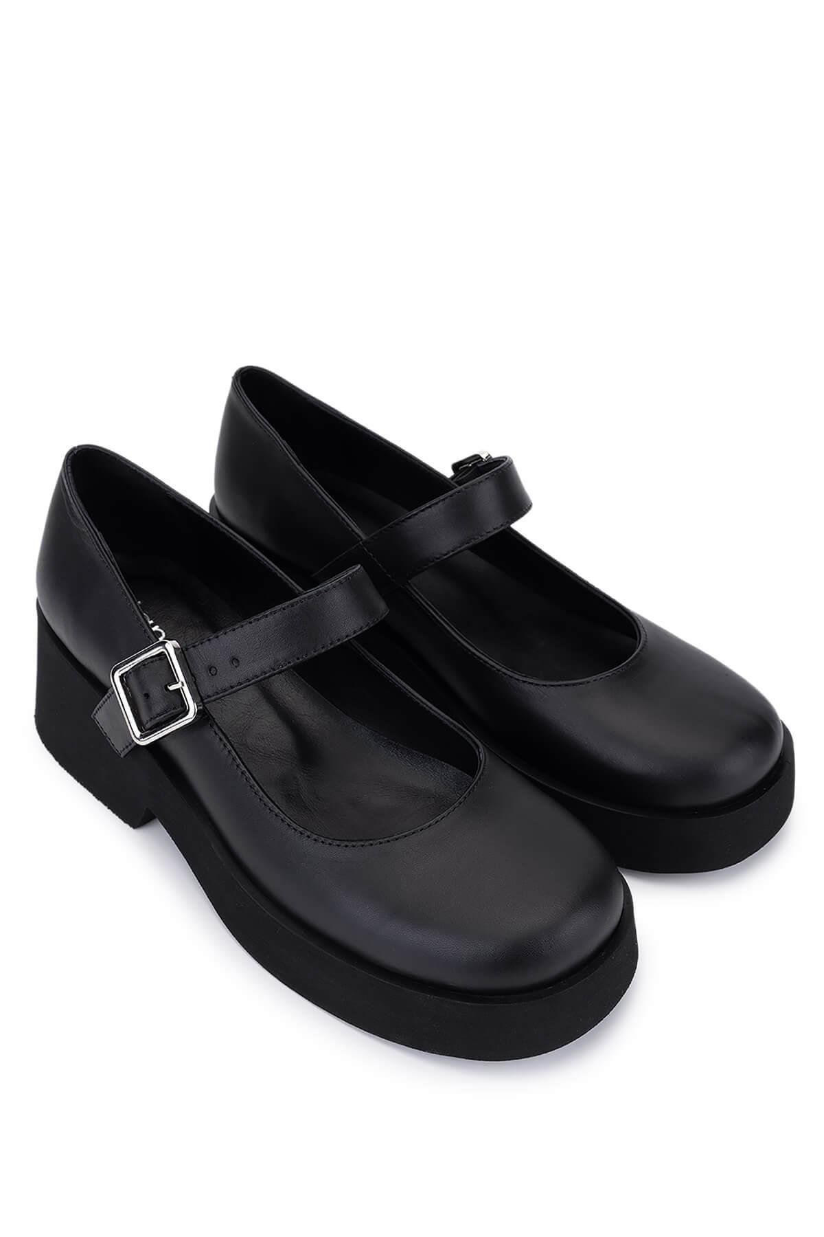 Tamer Tanca Kadın Hakiki Deri Siyah Topuklu Ayakkabı