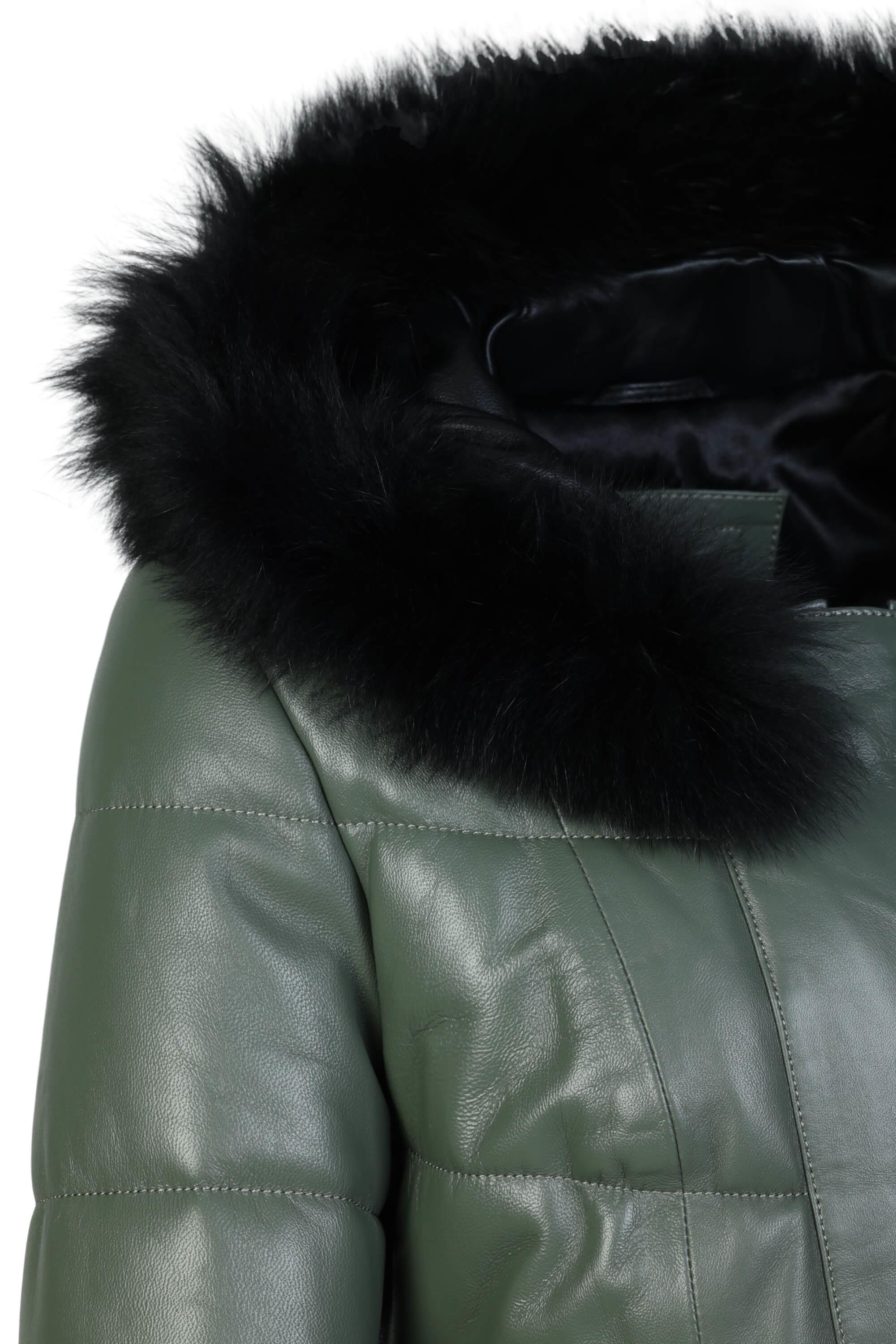 Tamer Tanca Kadın Hakiki Deri Su Yeşili Deri Mont