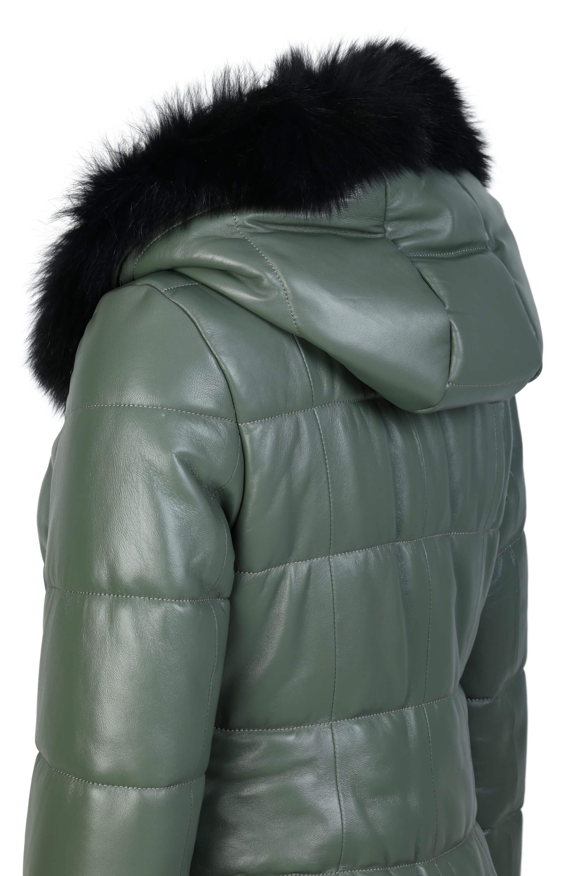 Tamer Tanca Kadın Hakiki Deri Su Yeşili Deri Mont