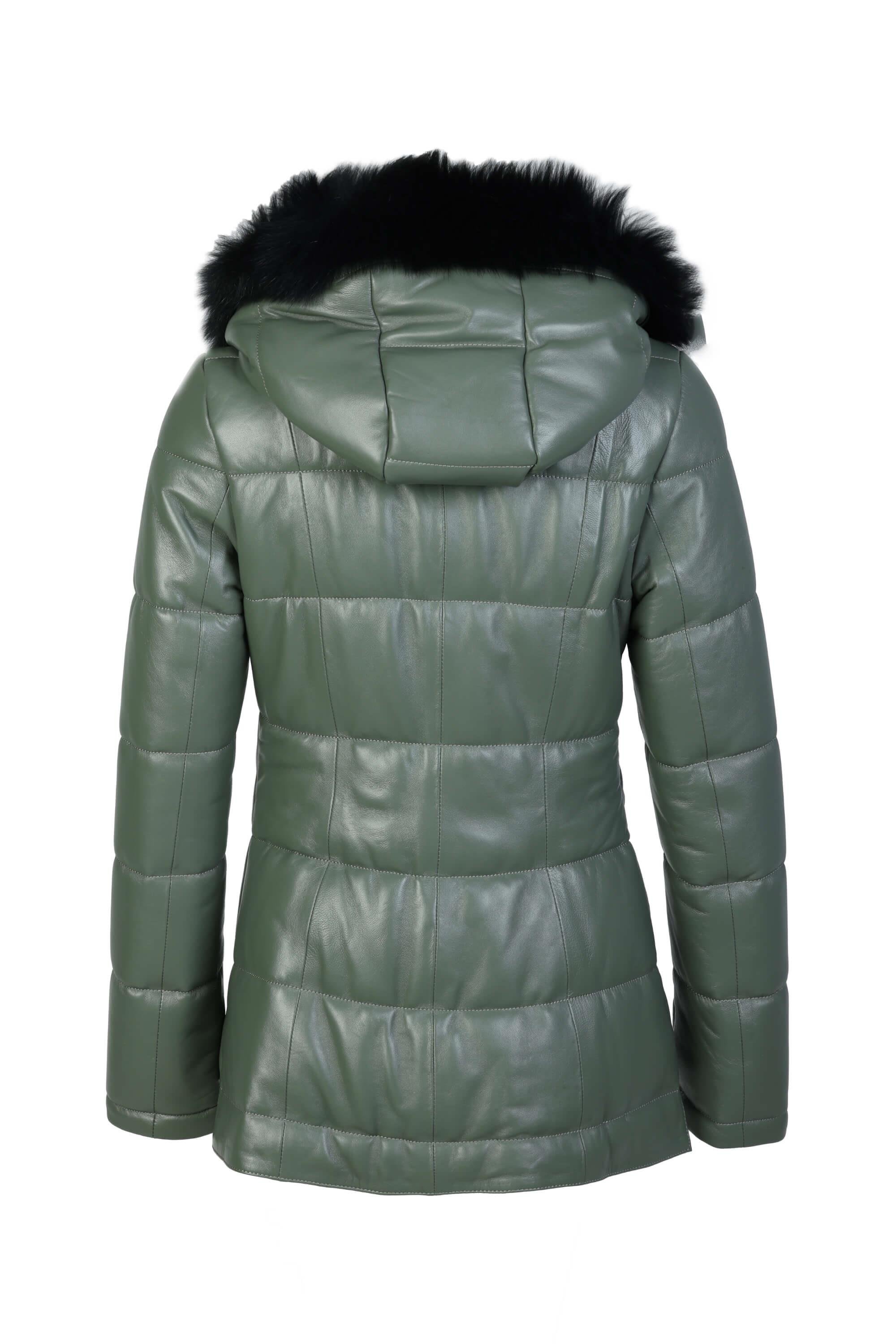 Tamer Tanca Kadın Hakiki Deri Su Yeşili Deri Mont