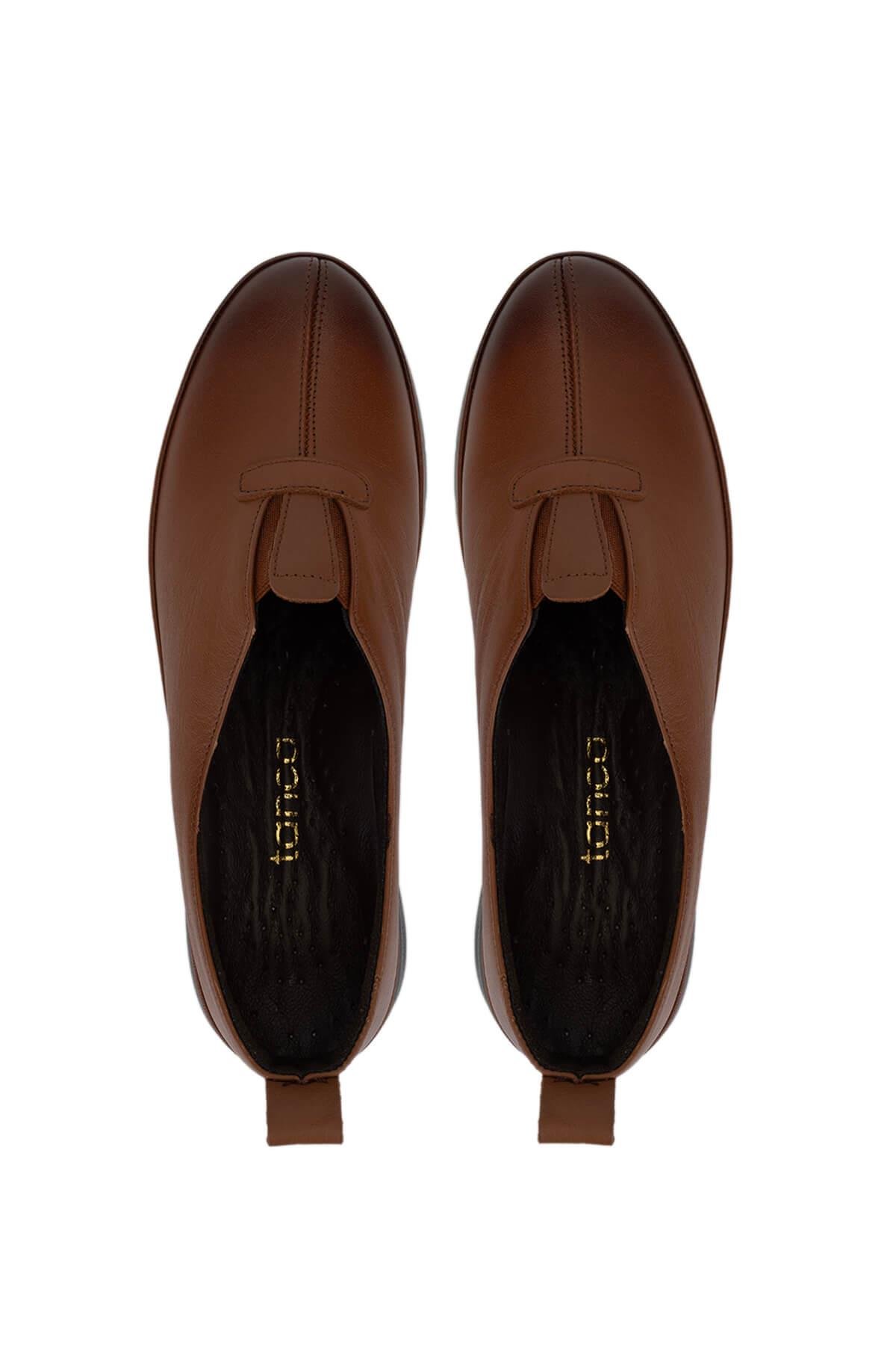 Tamer Tanca Kadın Hakiki Deri Taba Deri Comfort Ayakkabı