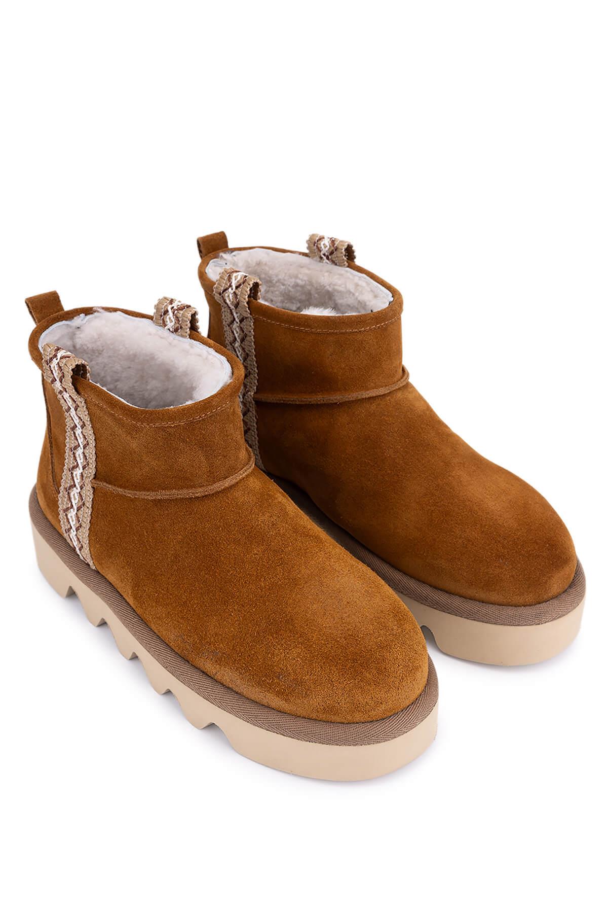 Tamer Tanca Kadın Hakiki Deri Tarçın Düz Bot