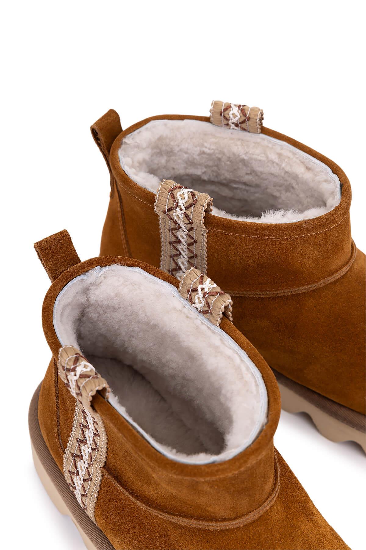 Tamer Tanca Kadın Hakiki Deri Tarçın Düz Bot