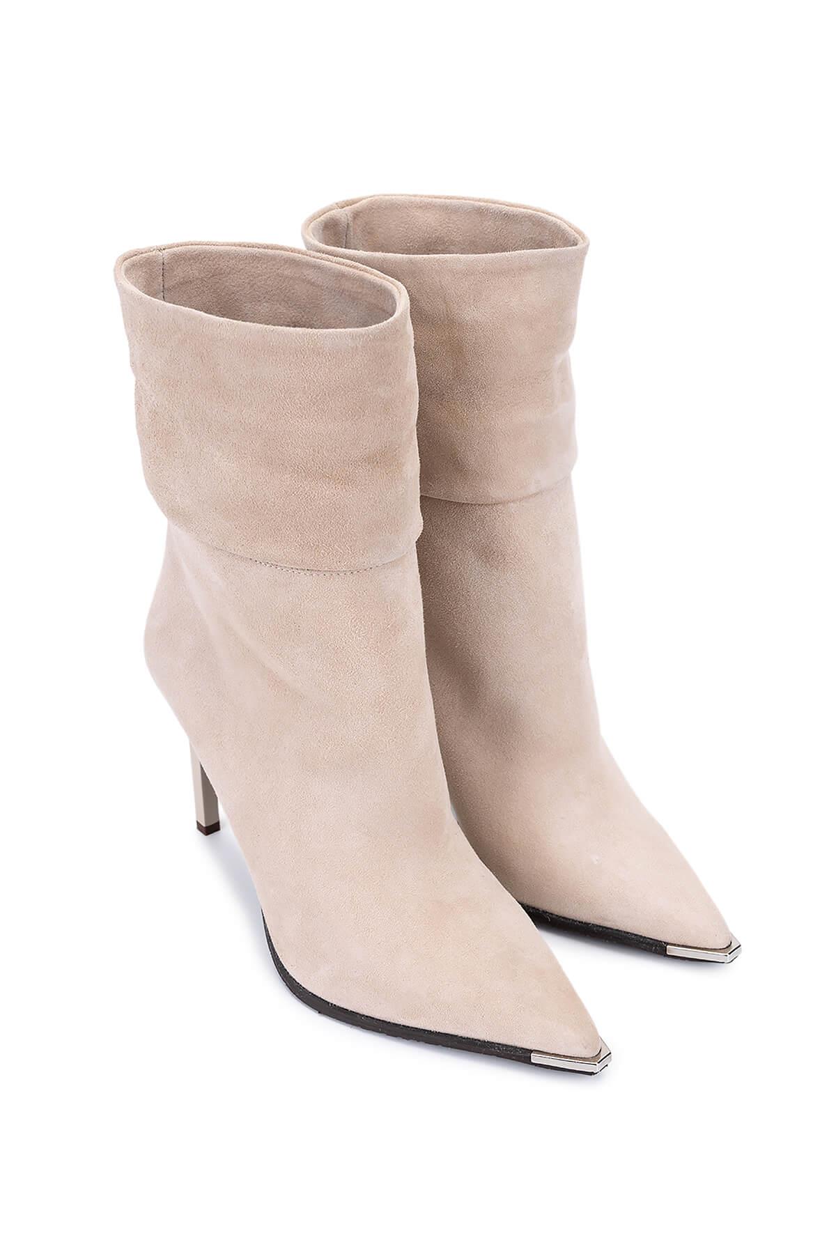 Tamer Tanca Kadın Hakiki Deri Taş Süet Topuklu Bot