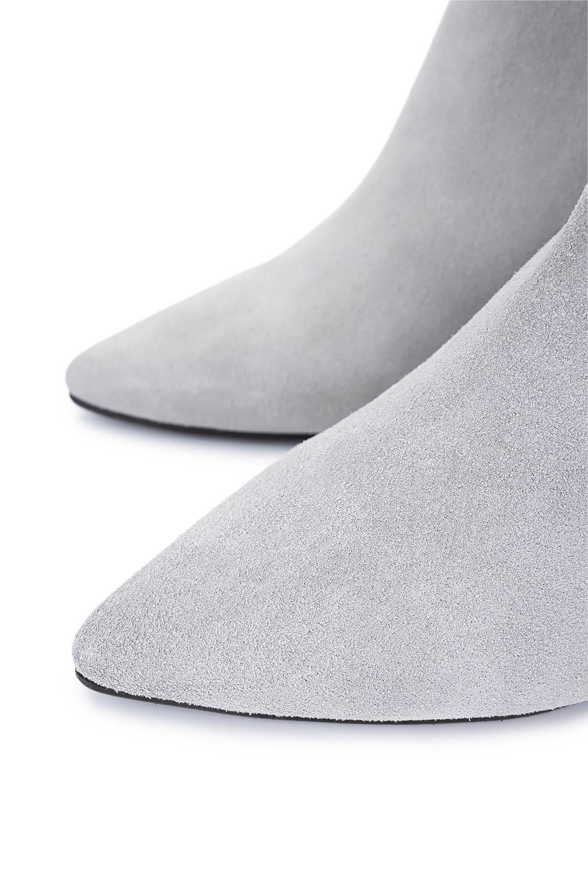 Tamer Tanca Kadın Hakiki Deri Taş Süet Topuklu Bot