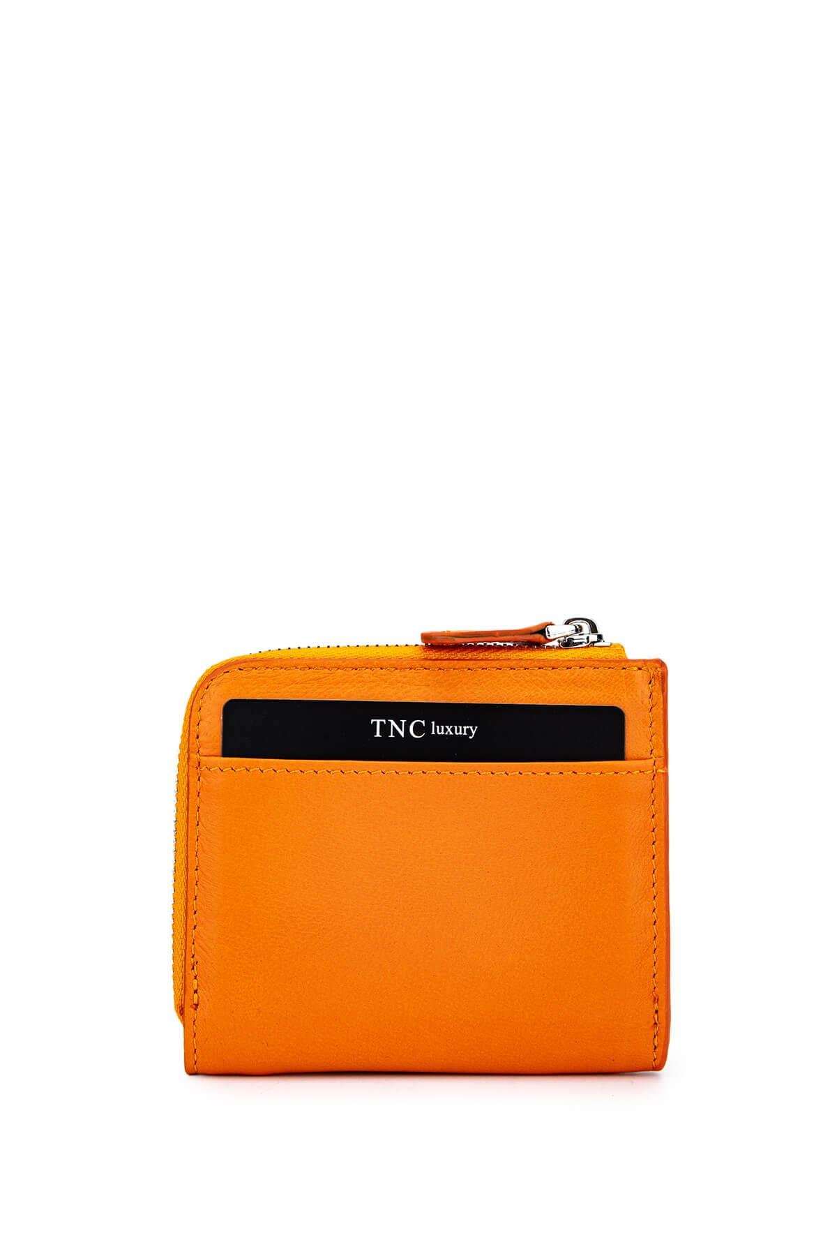 Tamer Tanca Kadın Hakiki Deri Turuncu Kartlık