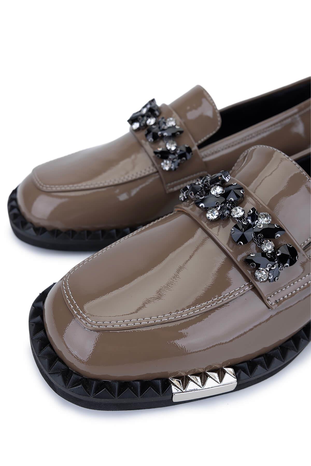 Tamer Tanca Kadın Hakiki Deri Vizon Rugan Loafer Ayakkabı